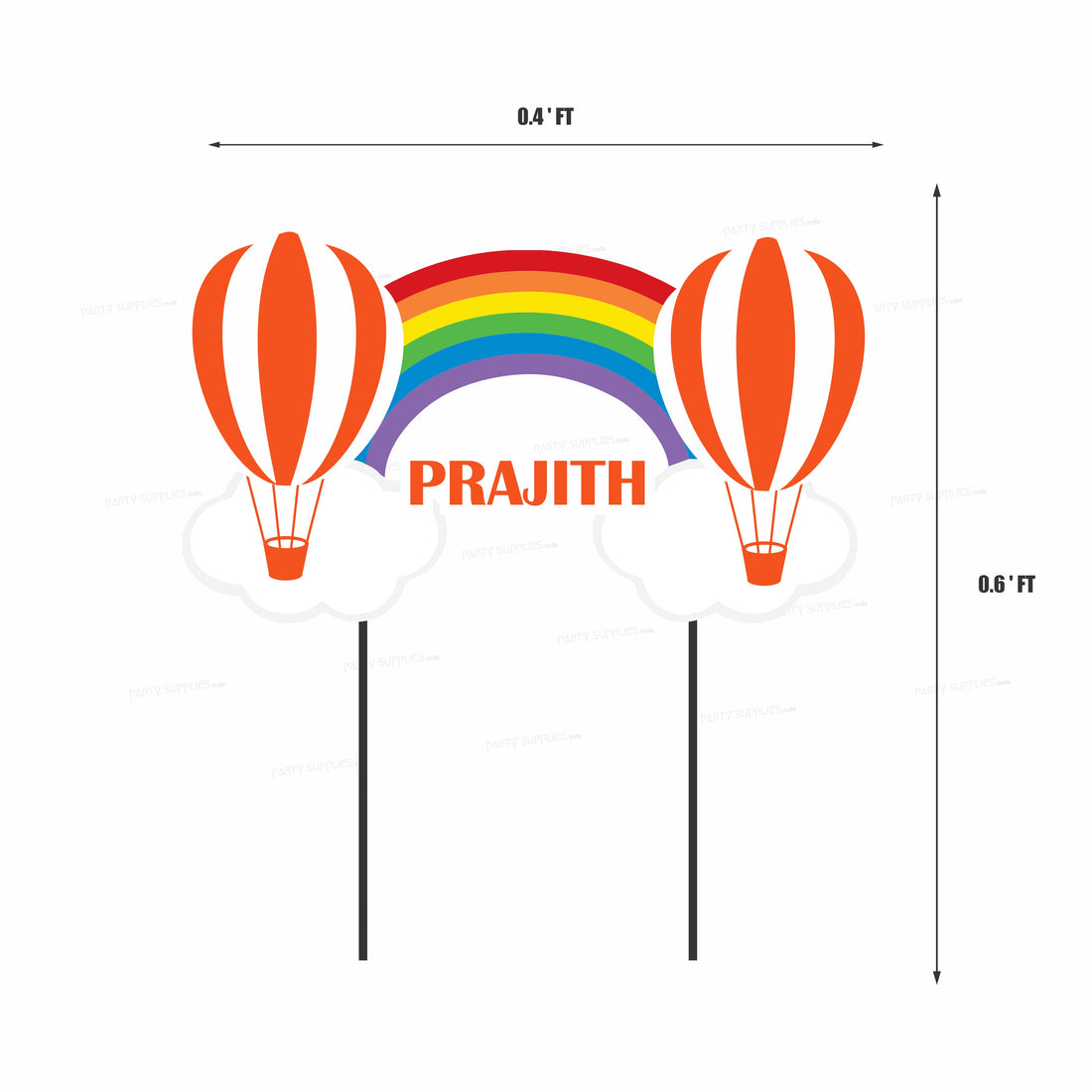 Hot Air Theme Boy with Baby Name Cake Topper