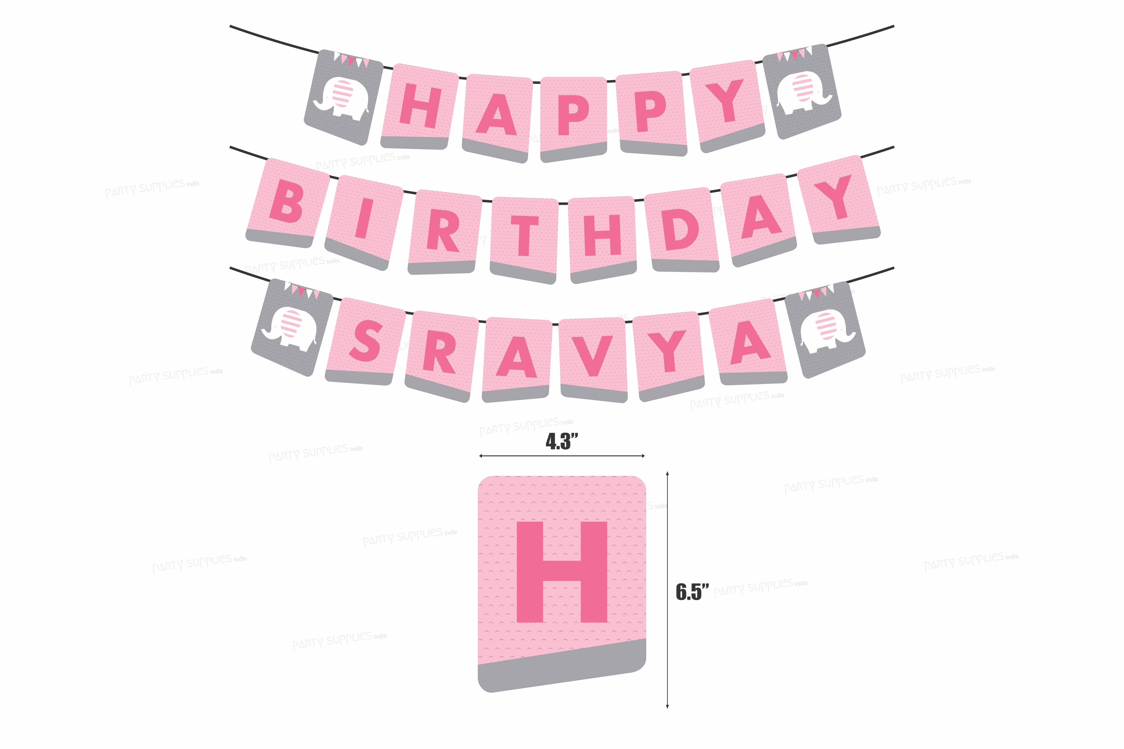 Pink Elephant Theme Personalized Hanging