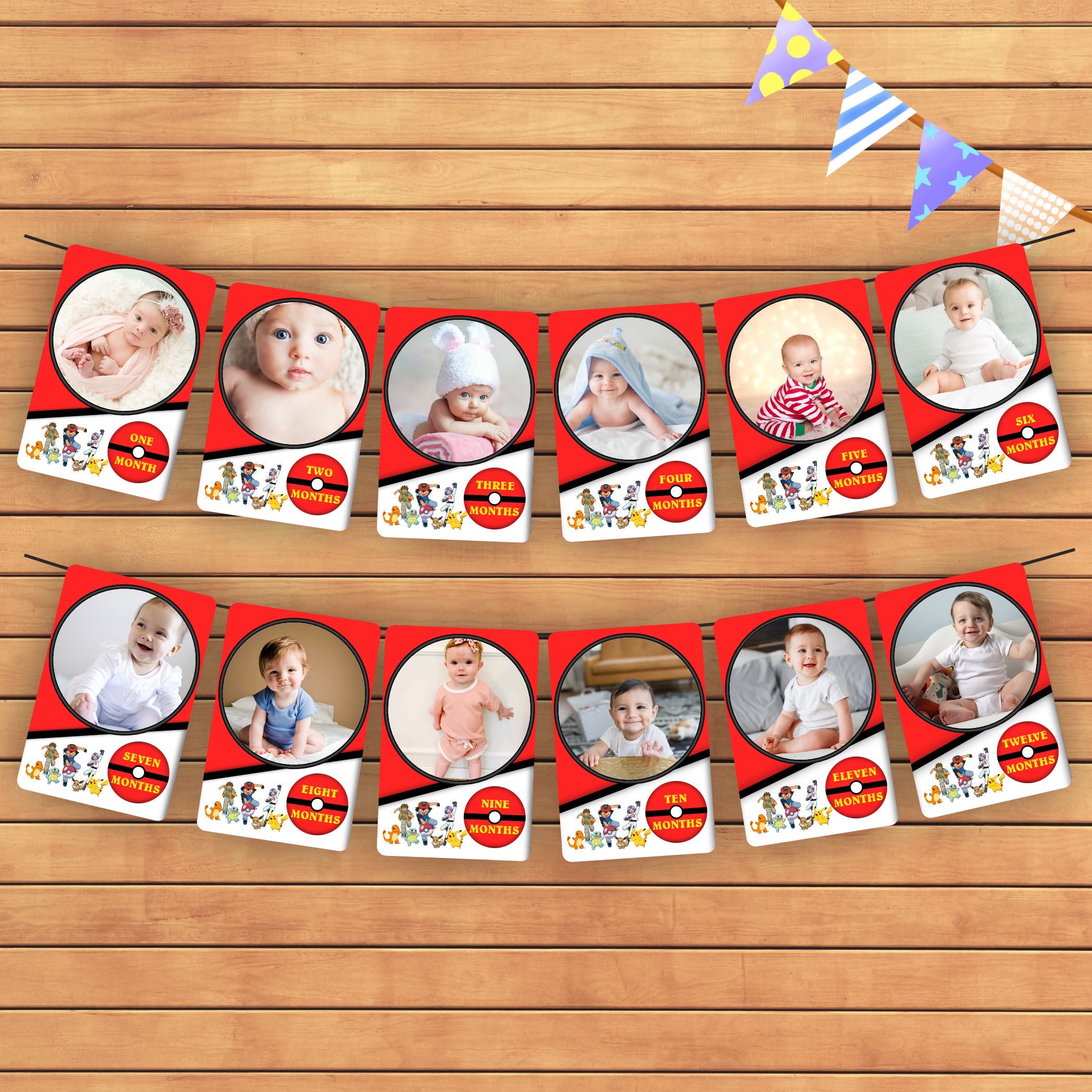 Pokemon Theme 12 Months Photo Banner
