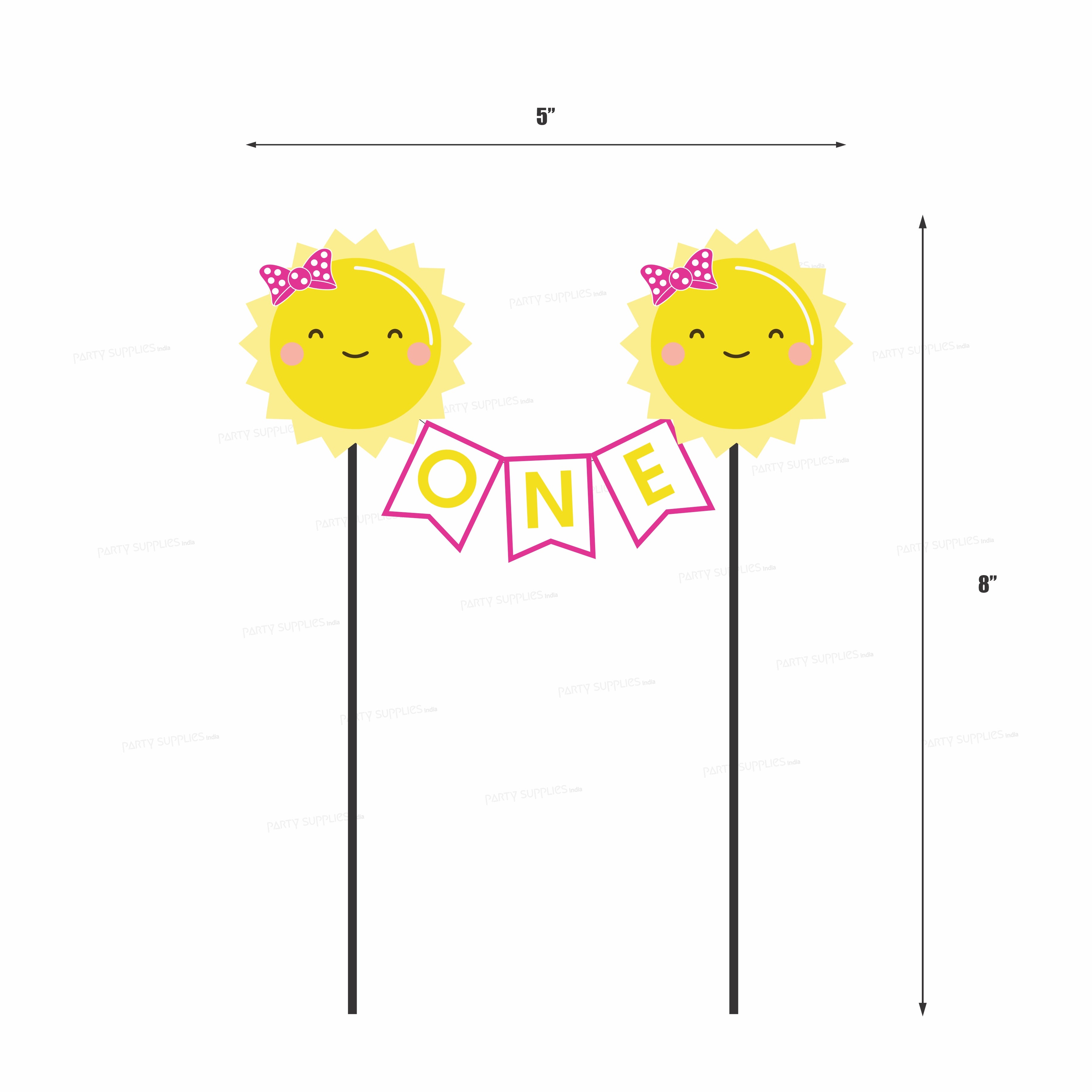 Sunshine Theme Girl Baby Age Cake Topper