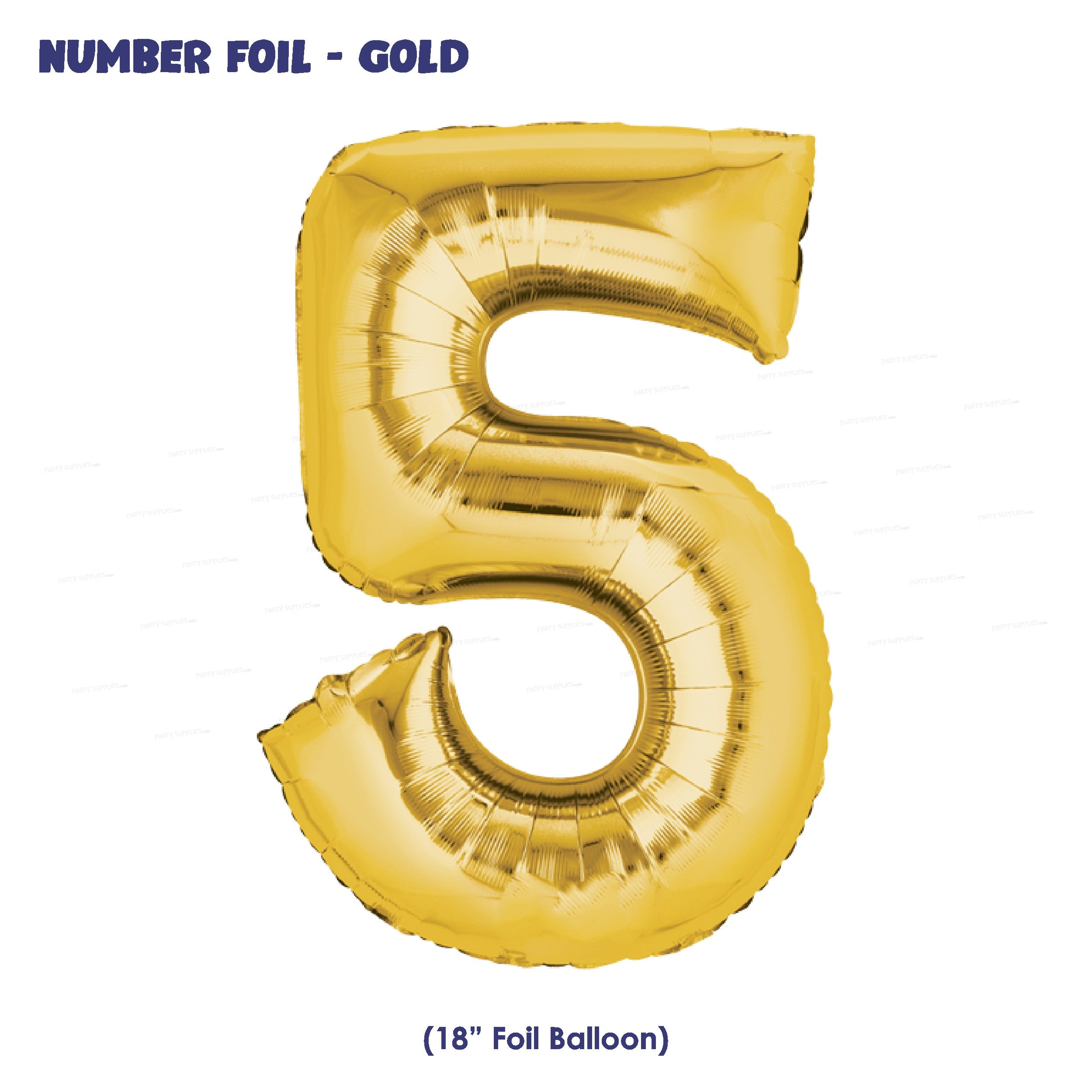 Number 5 Premium Gold Foil Balloon