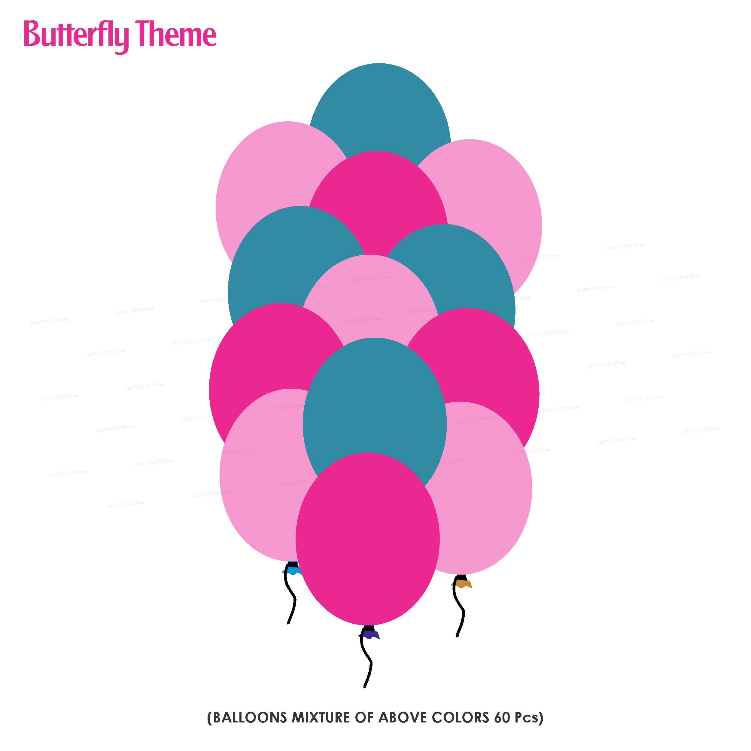 Butterfly Theme Colour 60 Pcs. Balloons