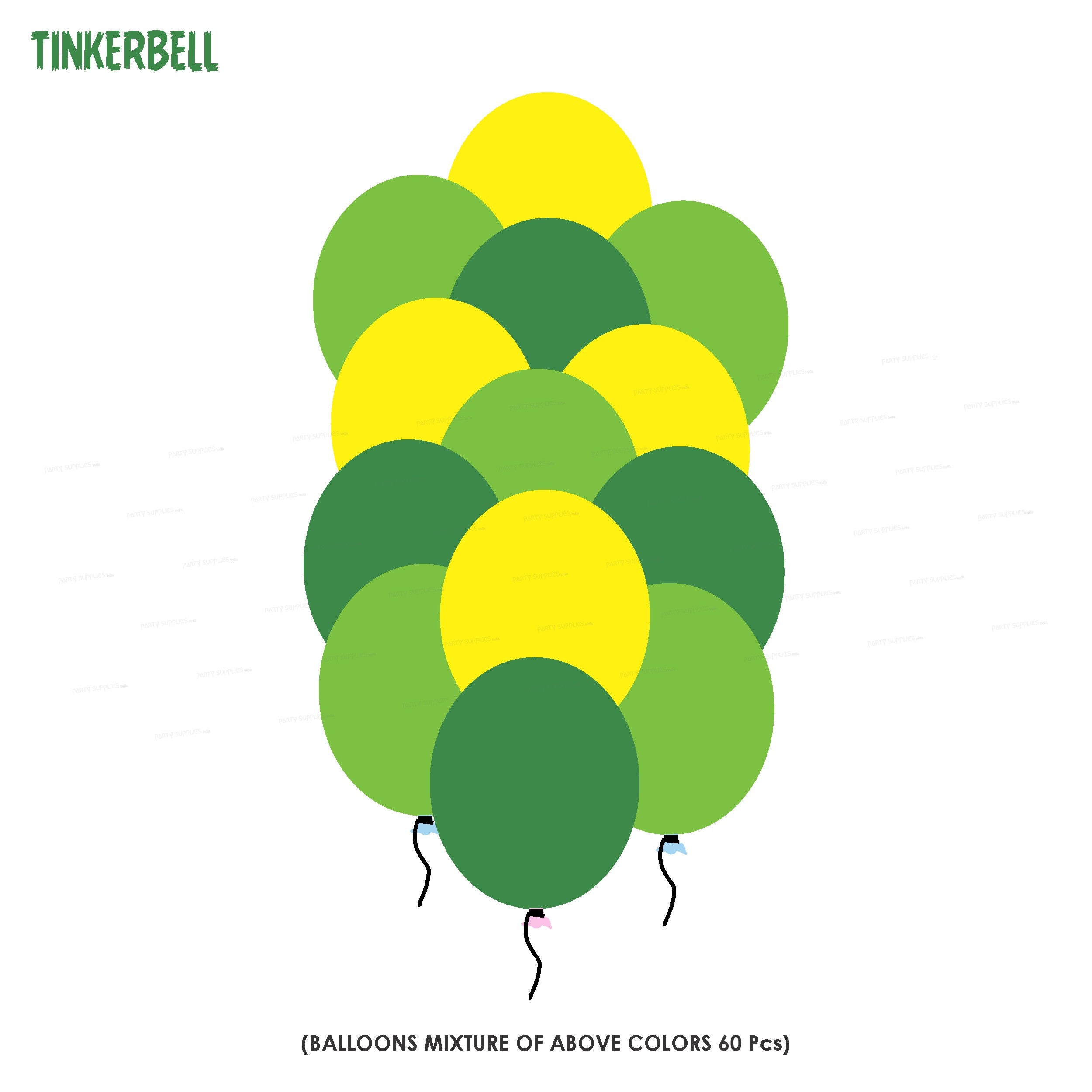 Tinkerbell Theme Colour 60 Pcs. Balloons
