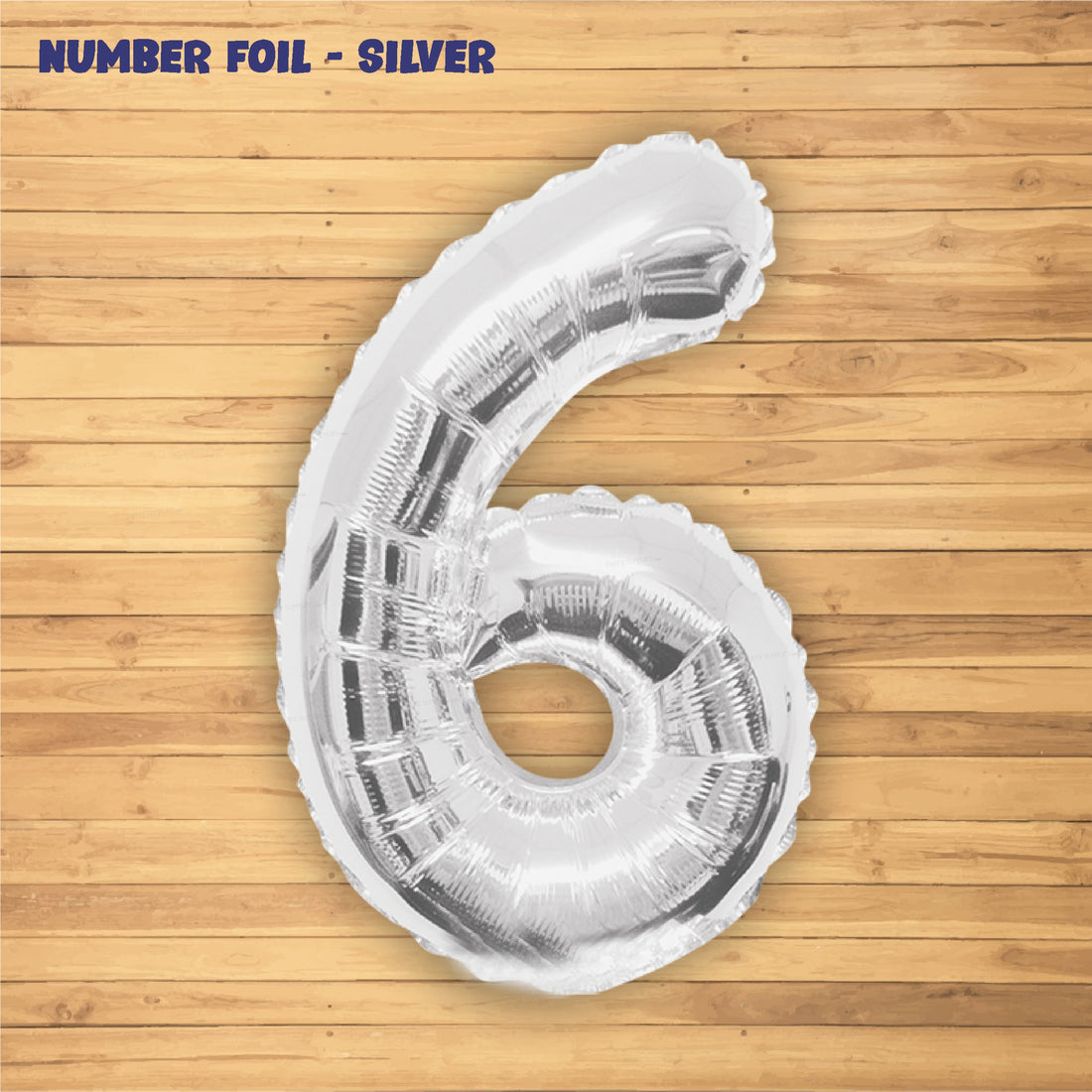 Number 6 Premium Silver Foil Balloon