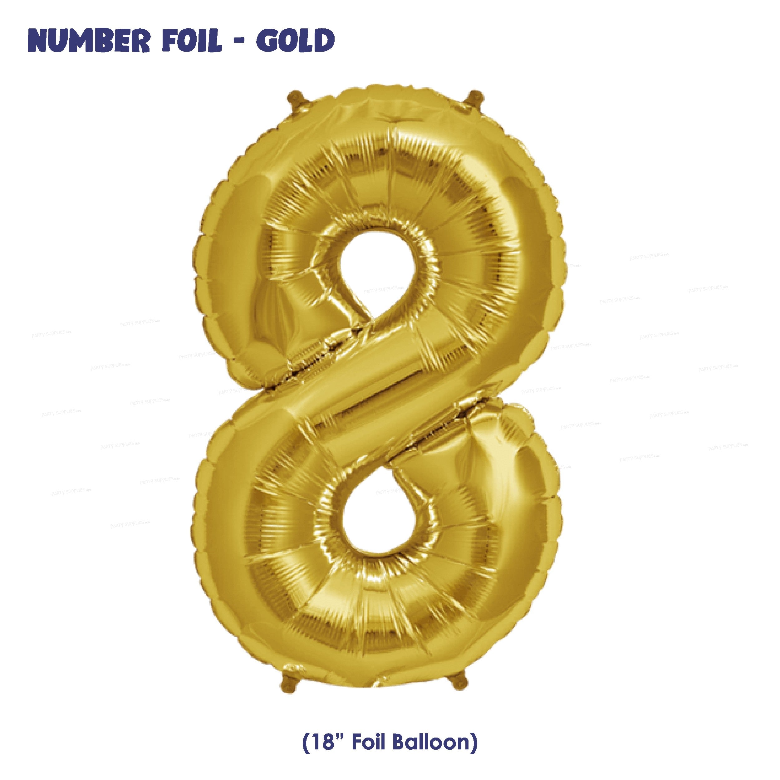 Number 8 Premium Gold Foil Balloon