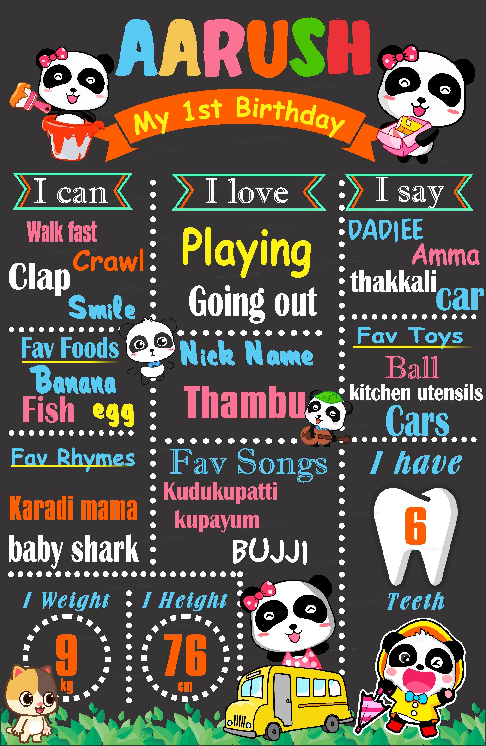 Baby Bus Theme Chalk Board