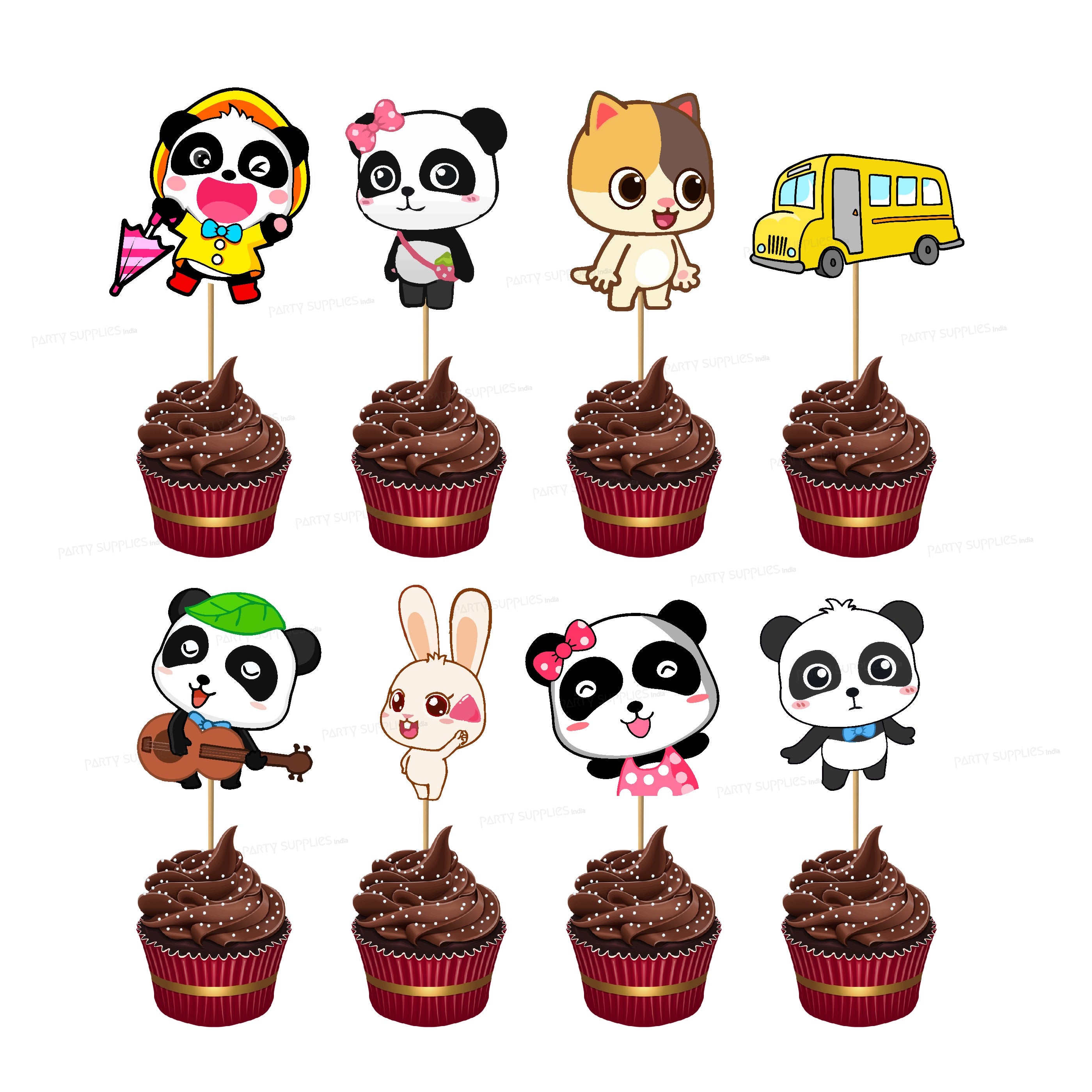 Baby Bus Theme Characters Cup Cake Topper