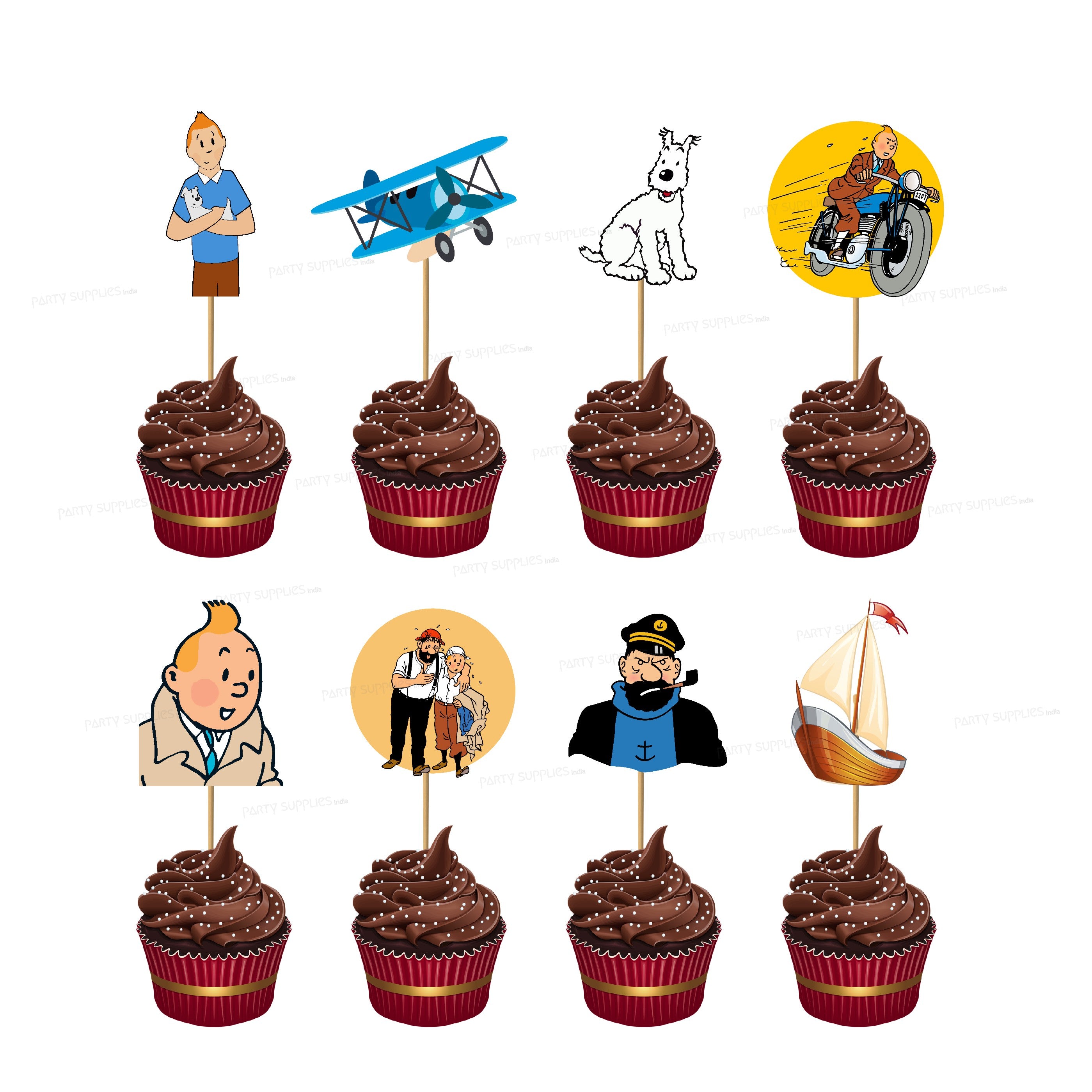 Tintin Theme Cup Cake Topper