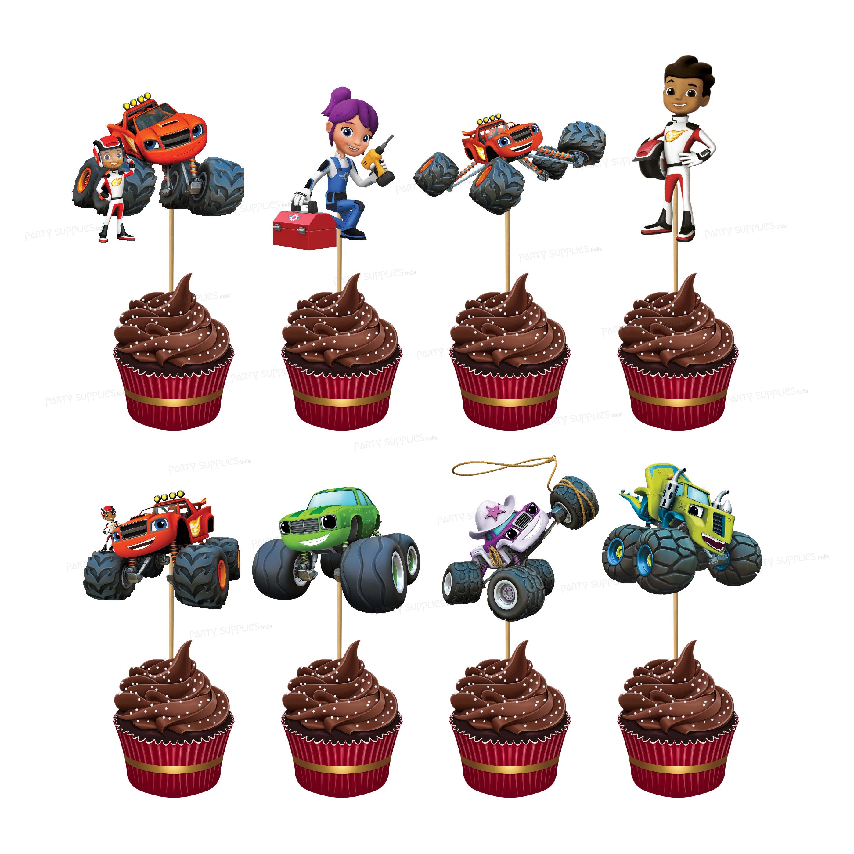 Blaze and the Monster Machines Theme Cup Cake Topper