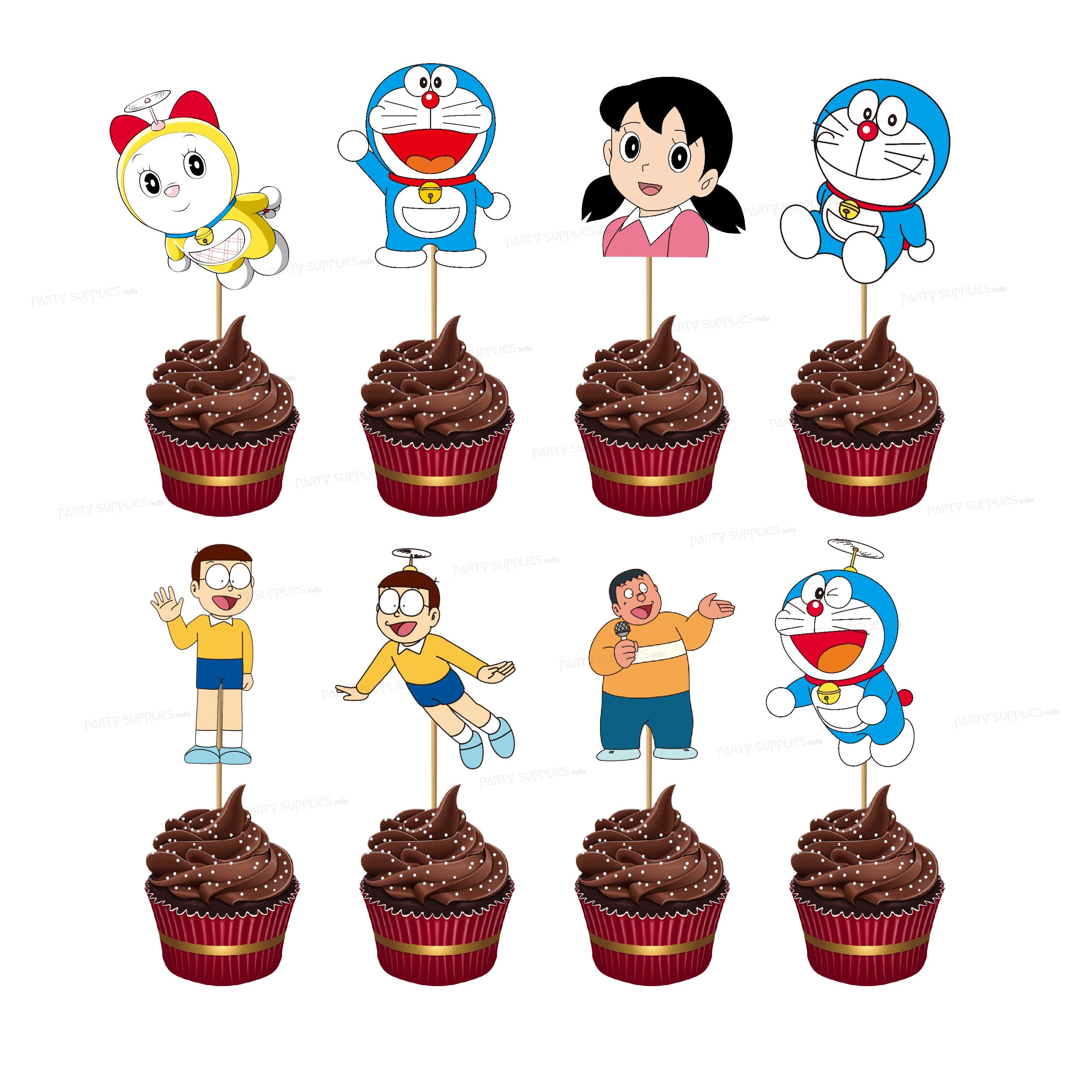Doraemon Theme Classic Cup Cake Topper