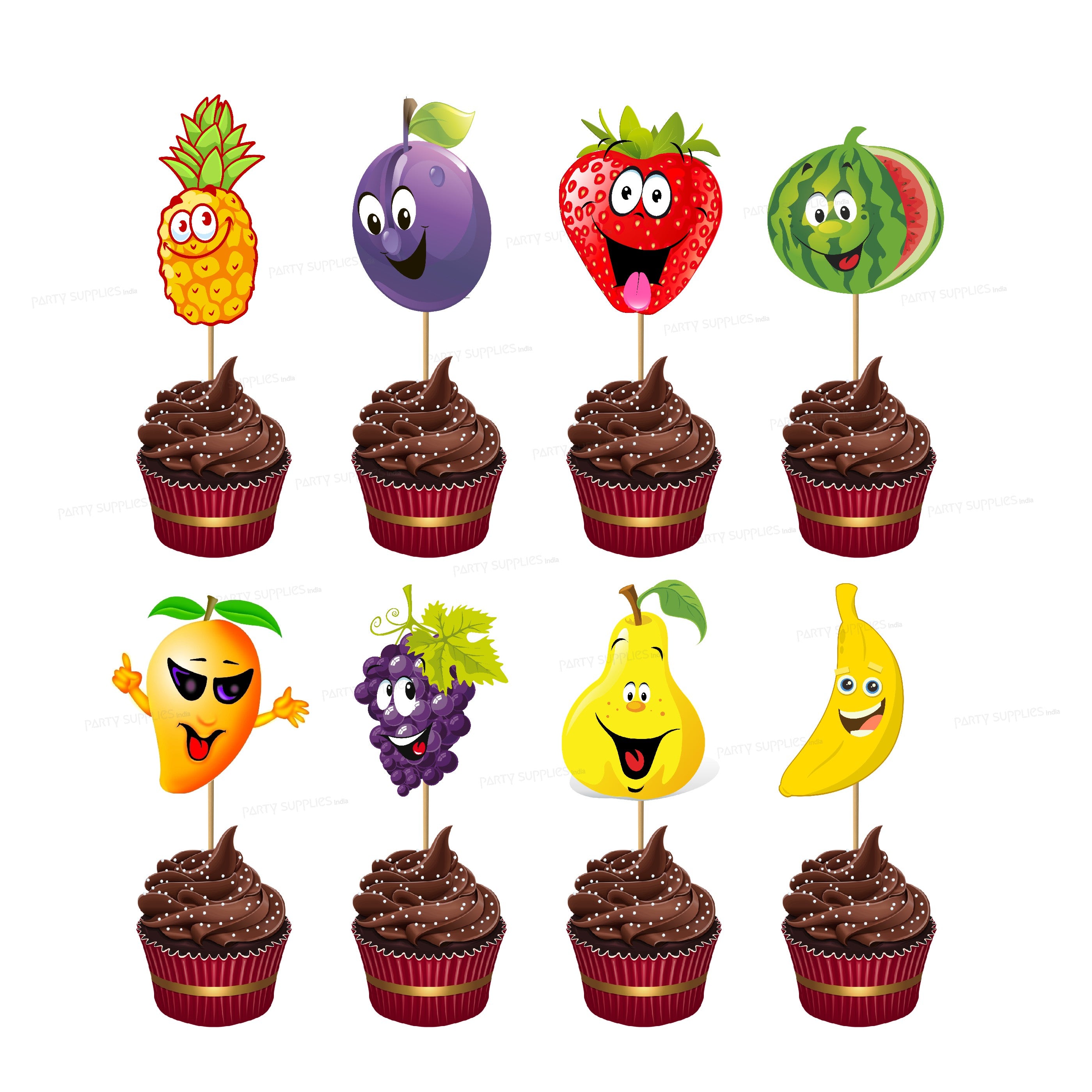 Fruits Theme Cup Cake Topper