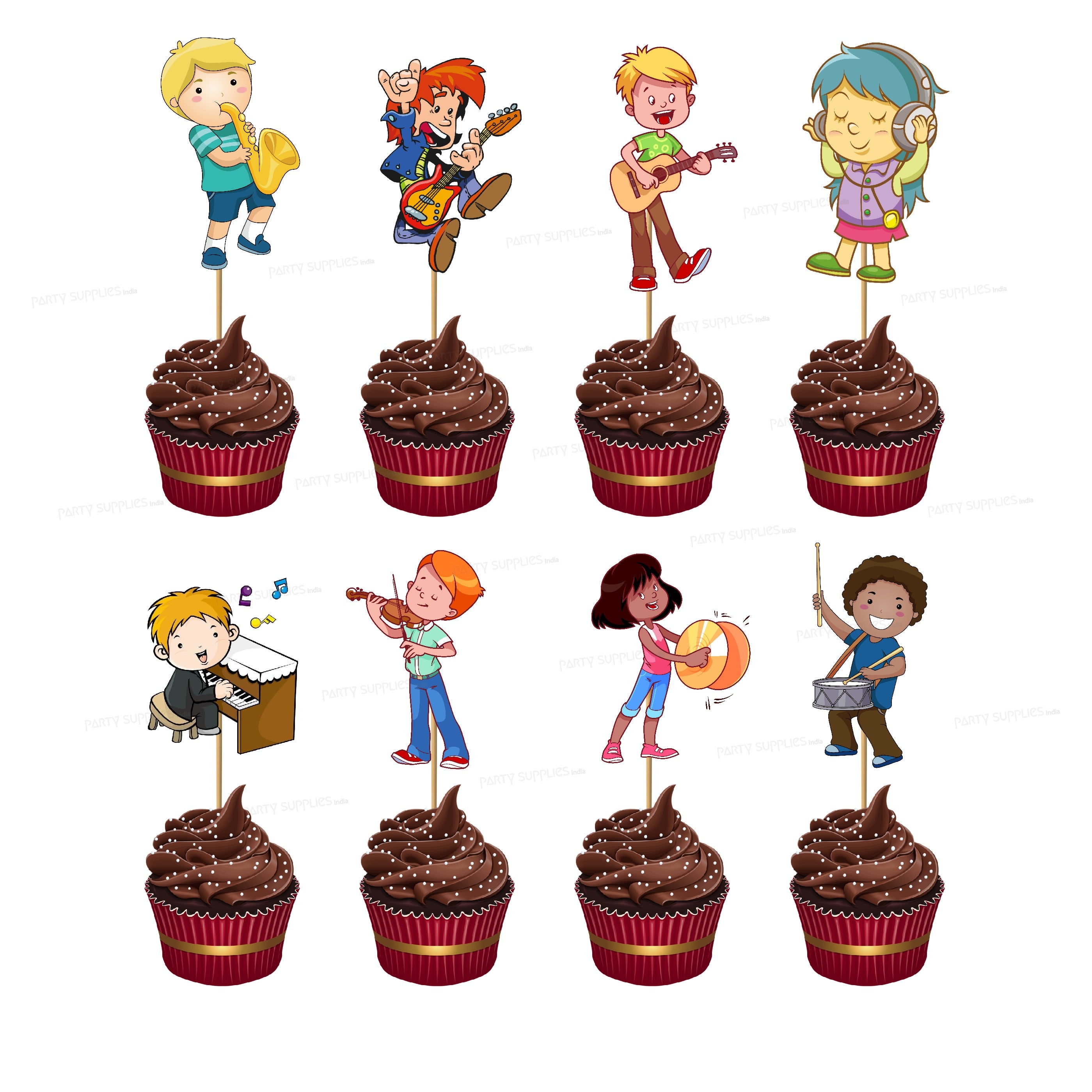 Music Theme Classic Cup Cake Topper