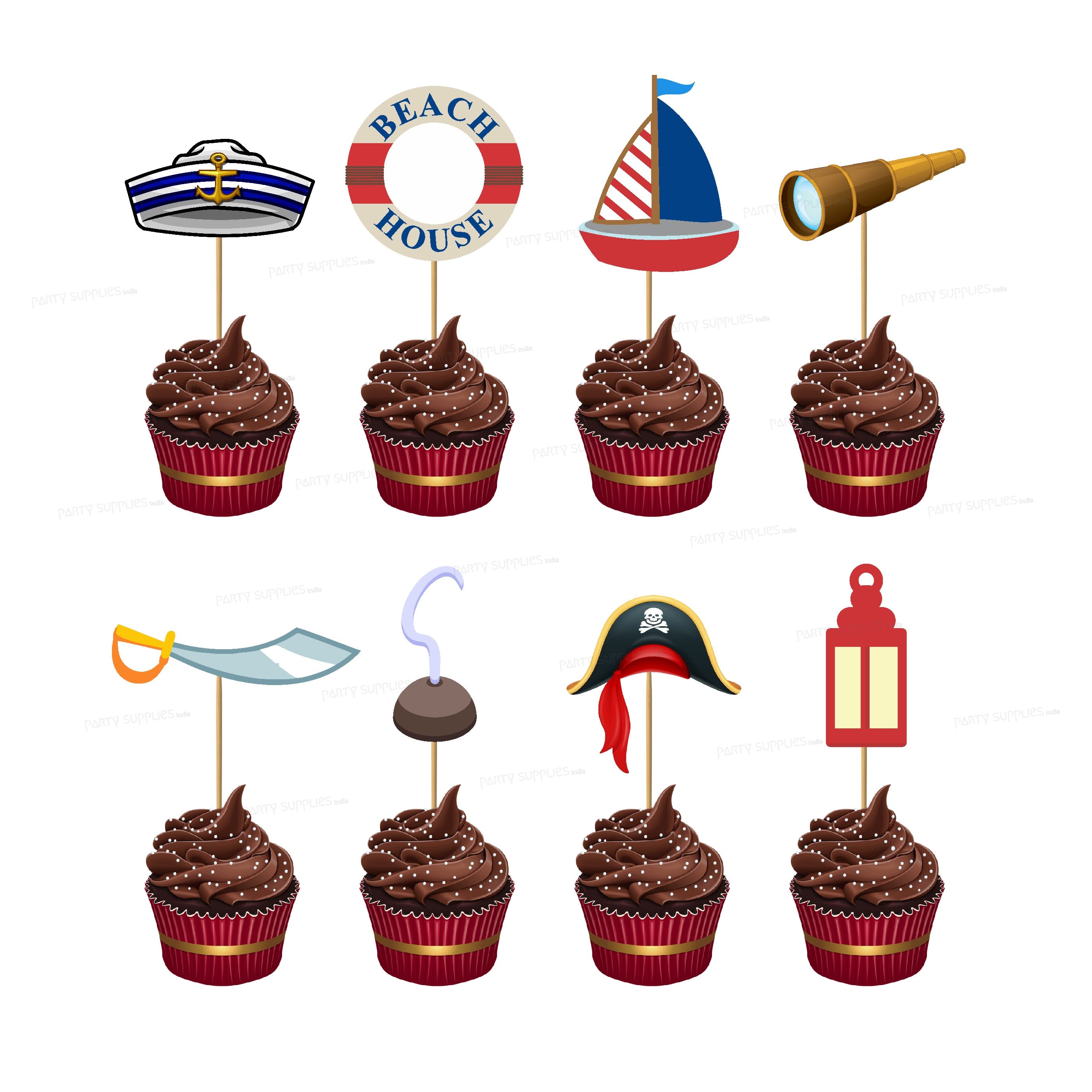 Sailor Theme Classic Cup Cake Topper