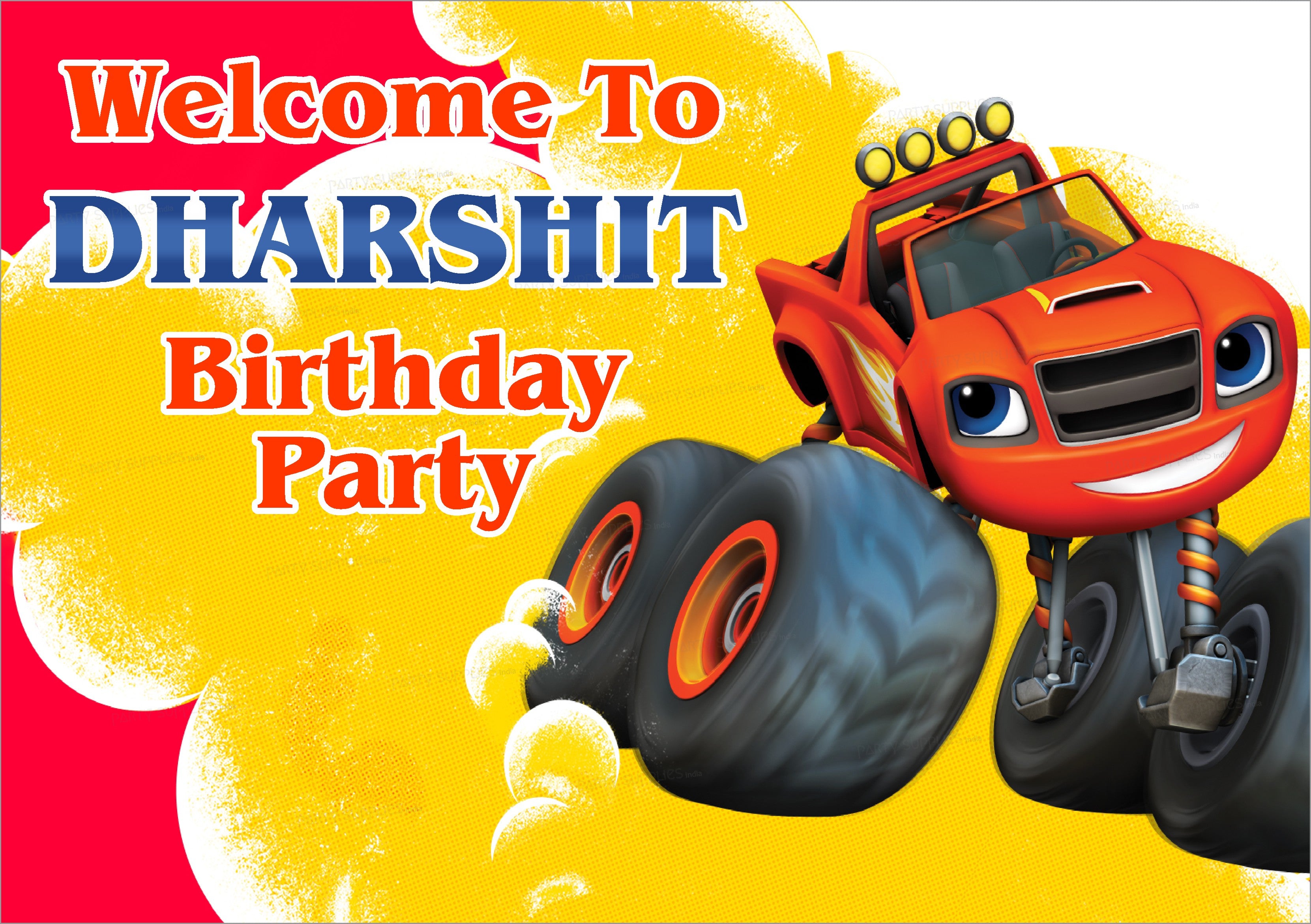 Blaze and the Monster Machines Theme Customized Welcome Board - image 1 of 3 | Party Supplies India