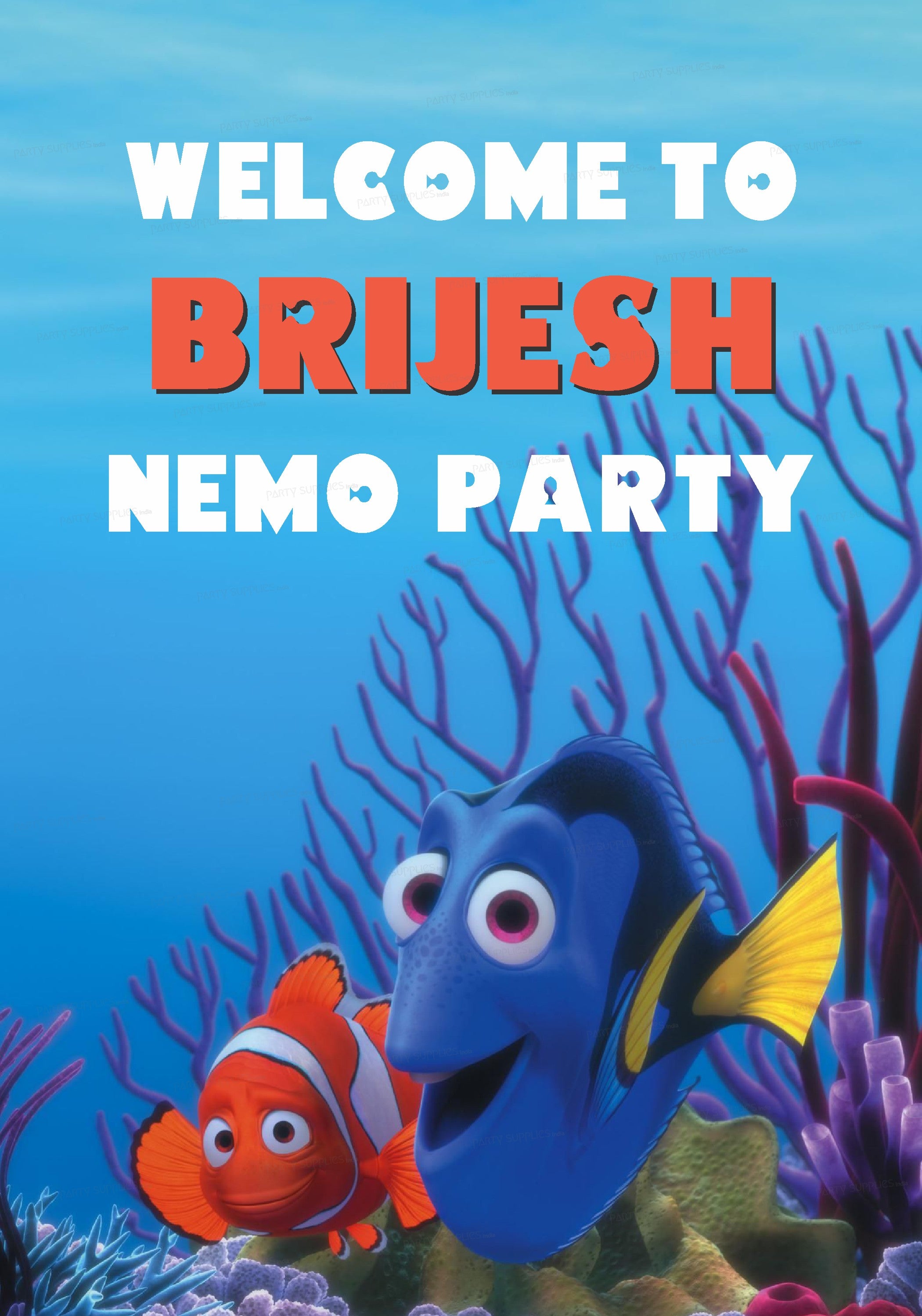 Nemo and Dory Theme Customized Welcome Board - image 1 of 3 | Party Supplies India
