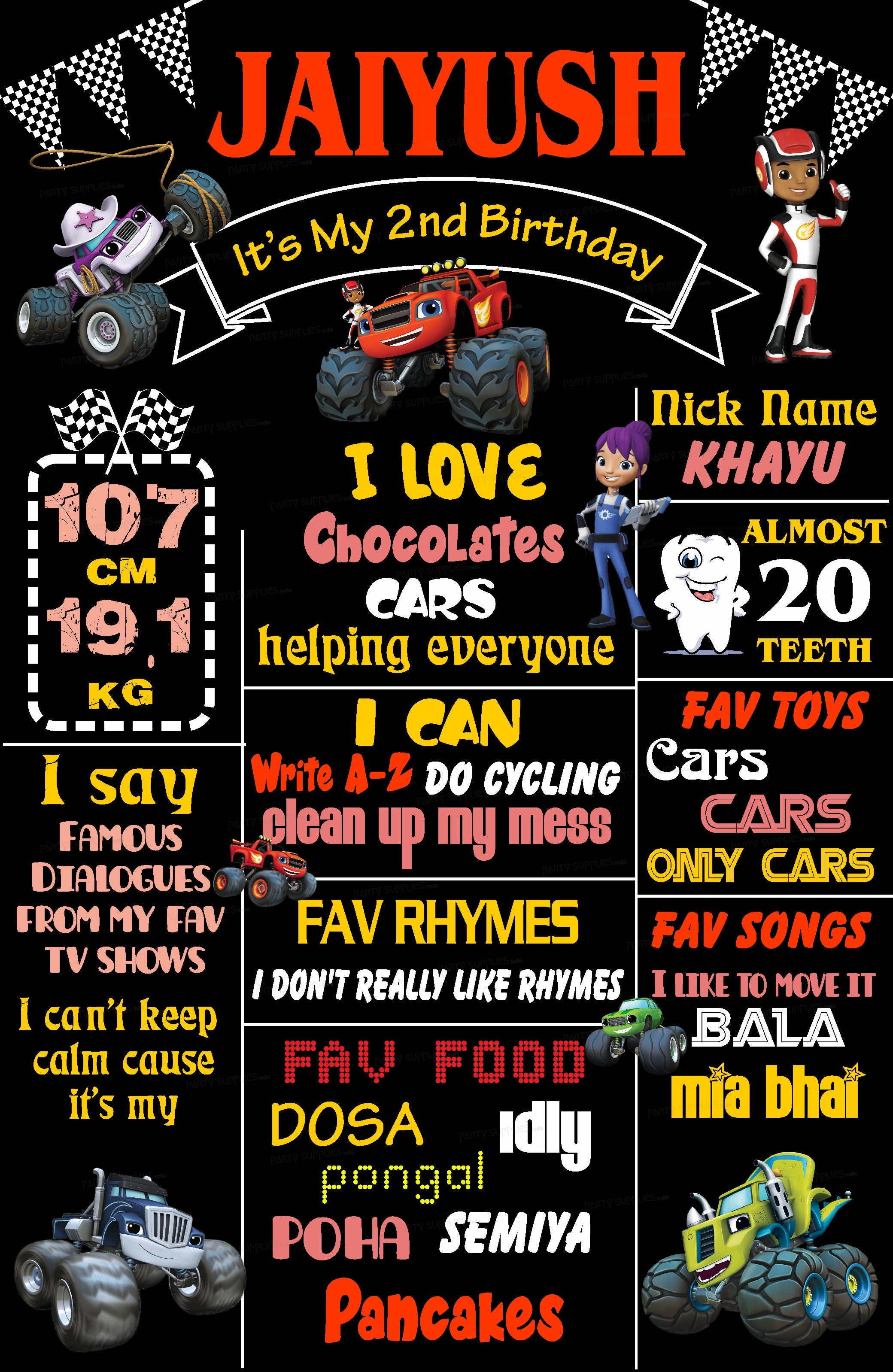 Blaze and the Monster Machines Theme Chalk Board