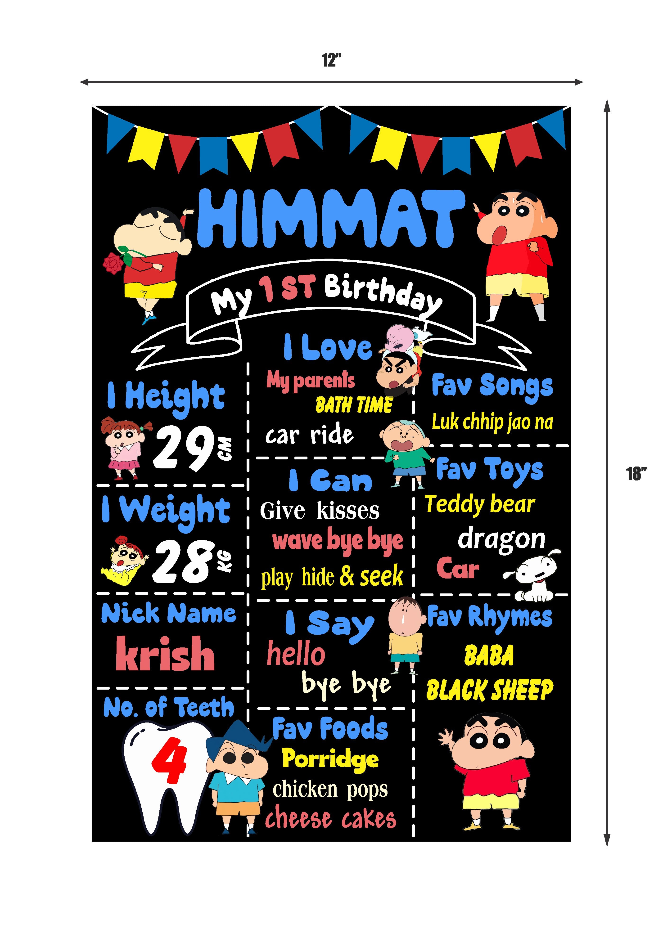 Shinchan Theme Chalk Board