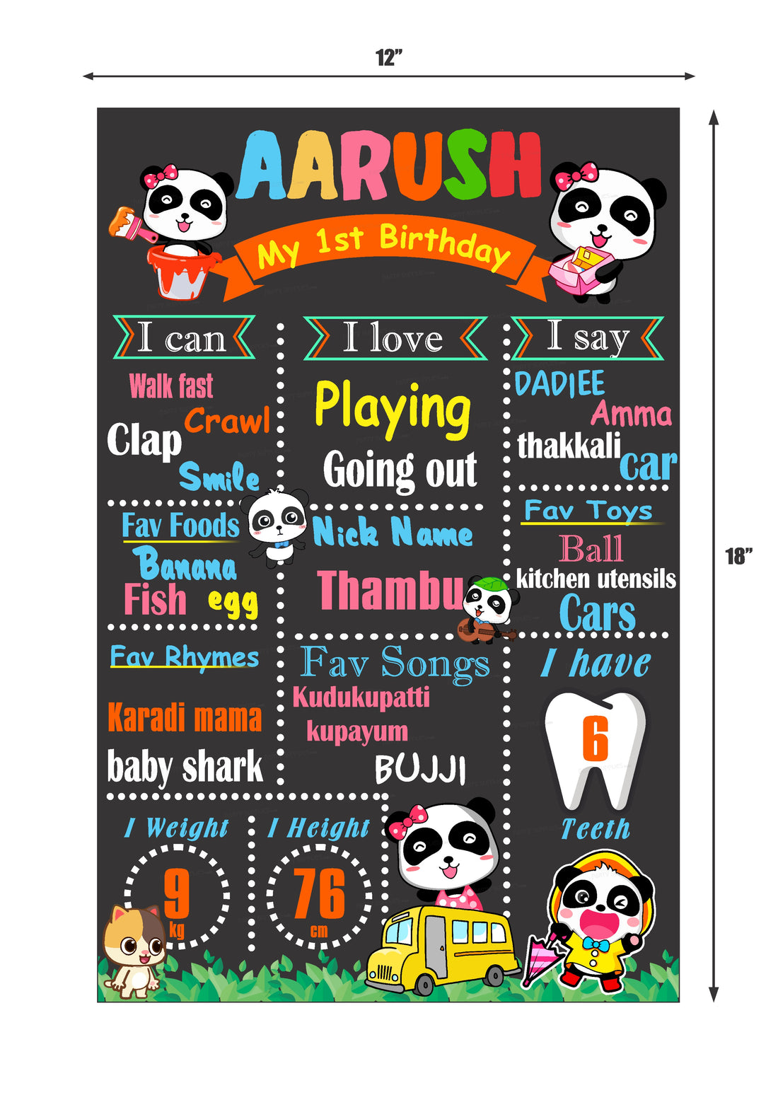 Baby Bus Theme Chalk Board