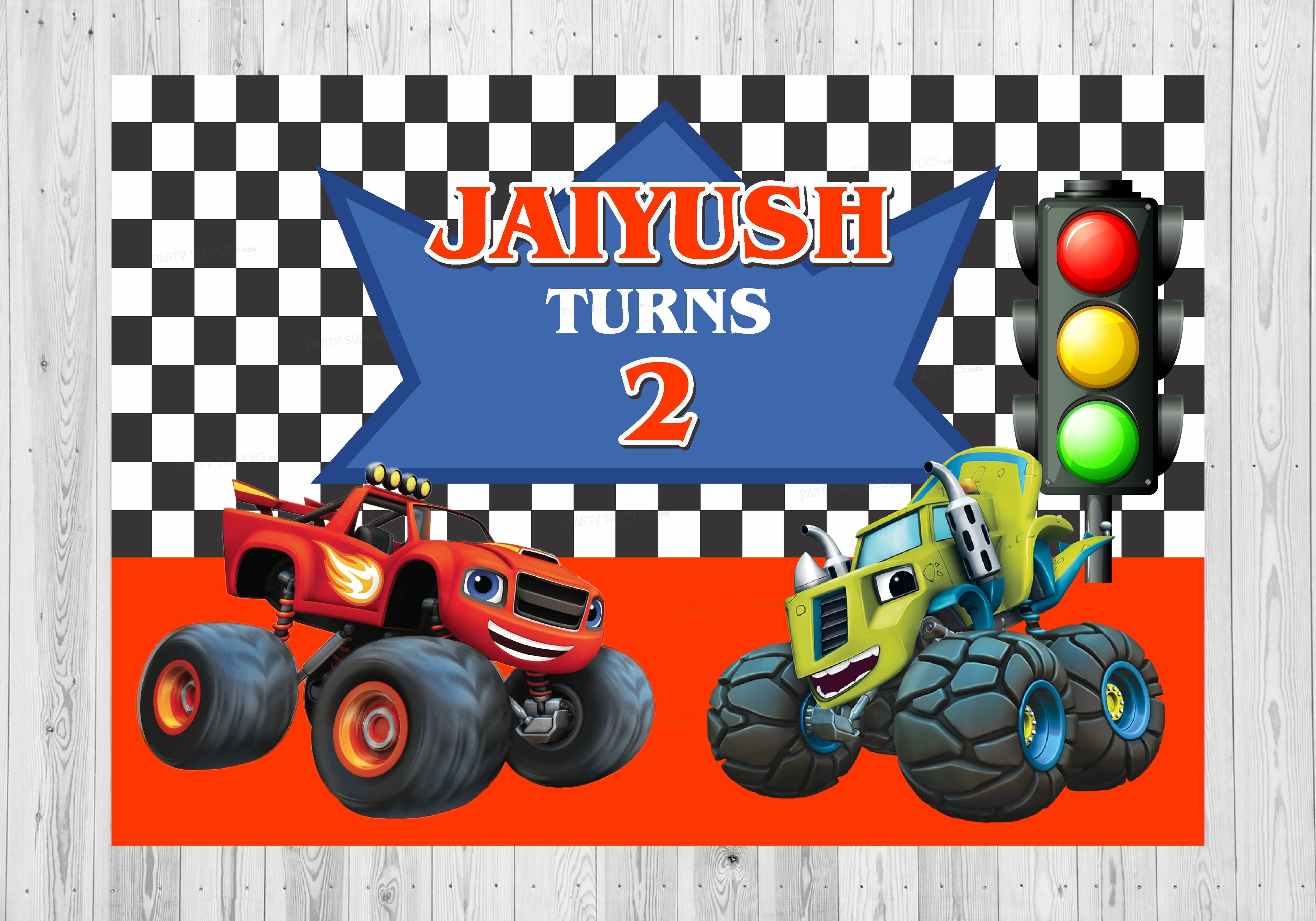 Blaze and the Monster Machines Theme Personalized Backdrop