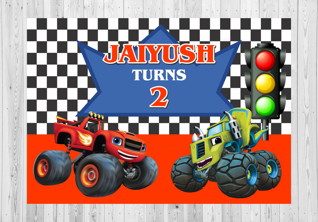 Blaze and the Monster Machines Theme Personalized Backdrop
