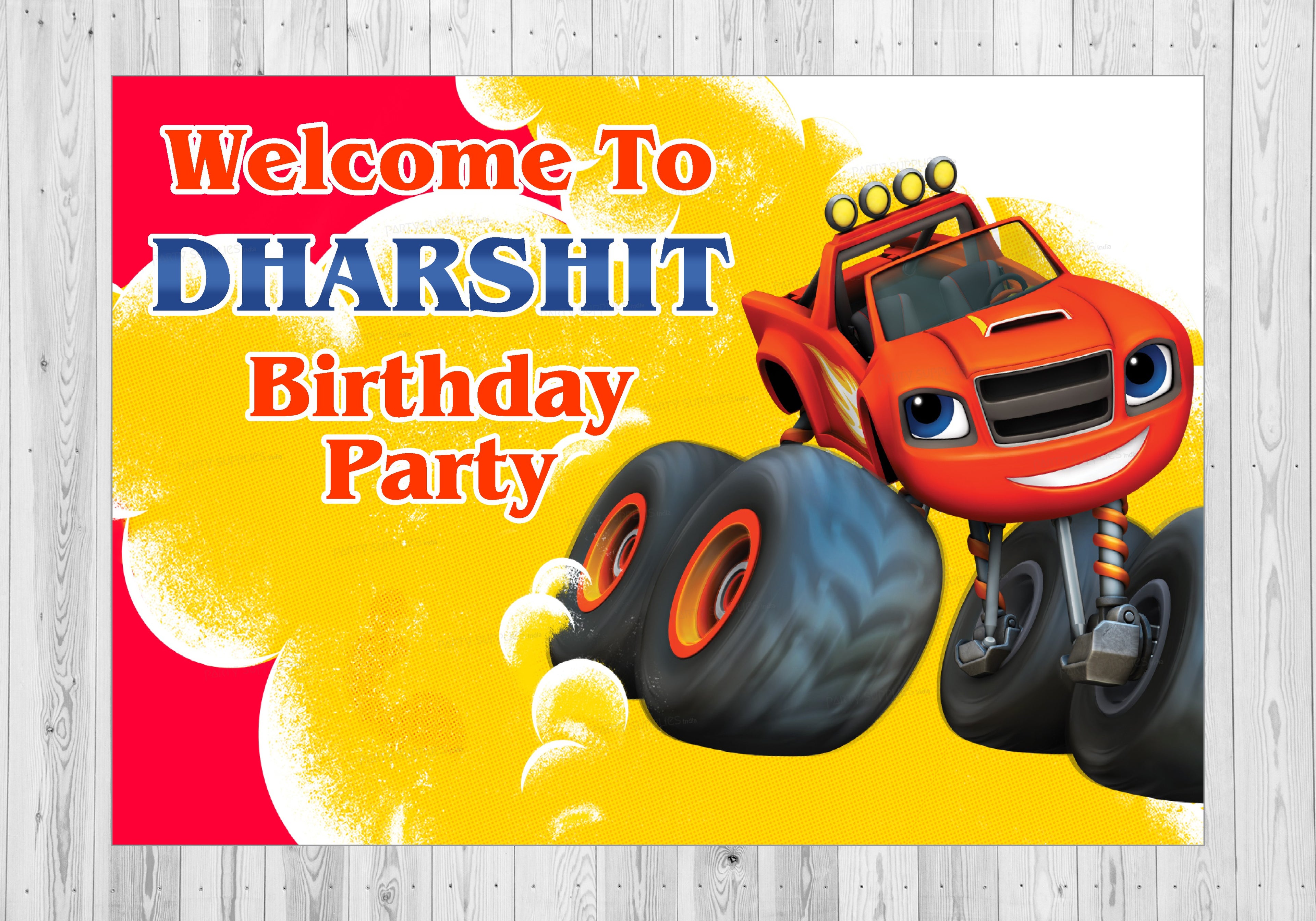 Blaze and the Monster Machines Theme Customized Welcome Board - image 2 of 3 | Party Supplies India