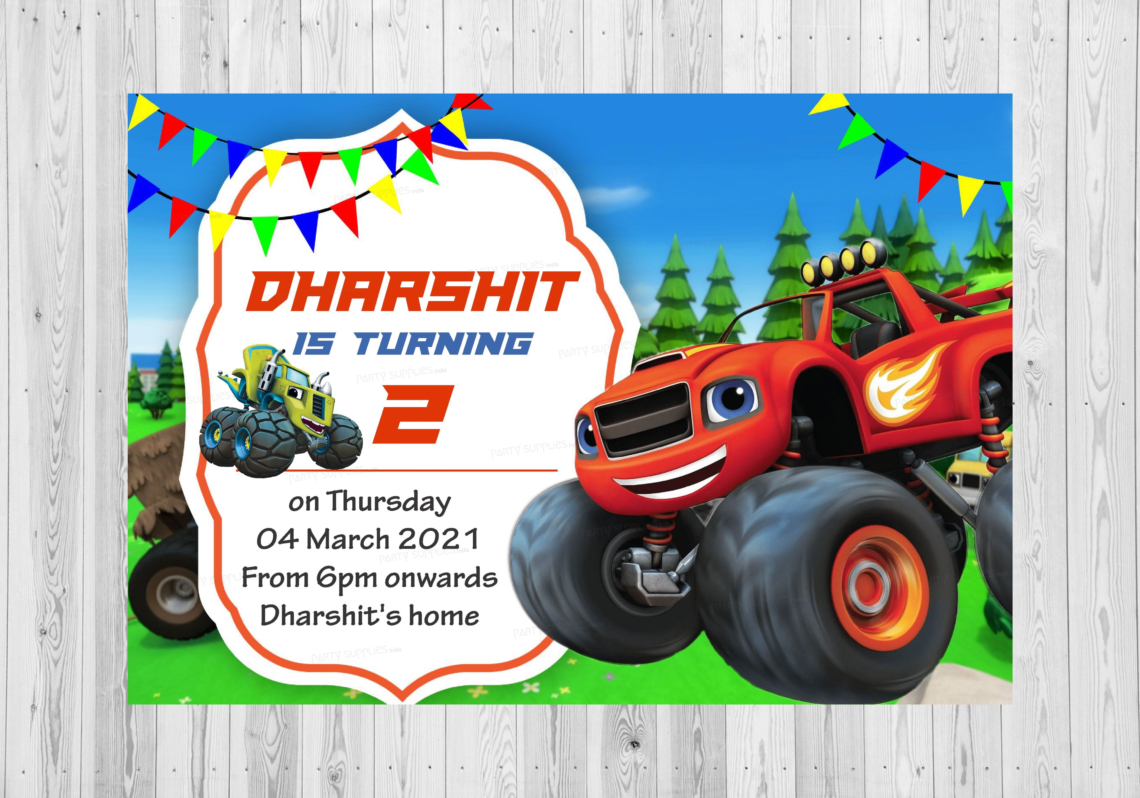 Blaze and the Monster Machines Theme Invite