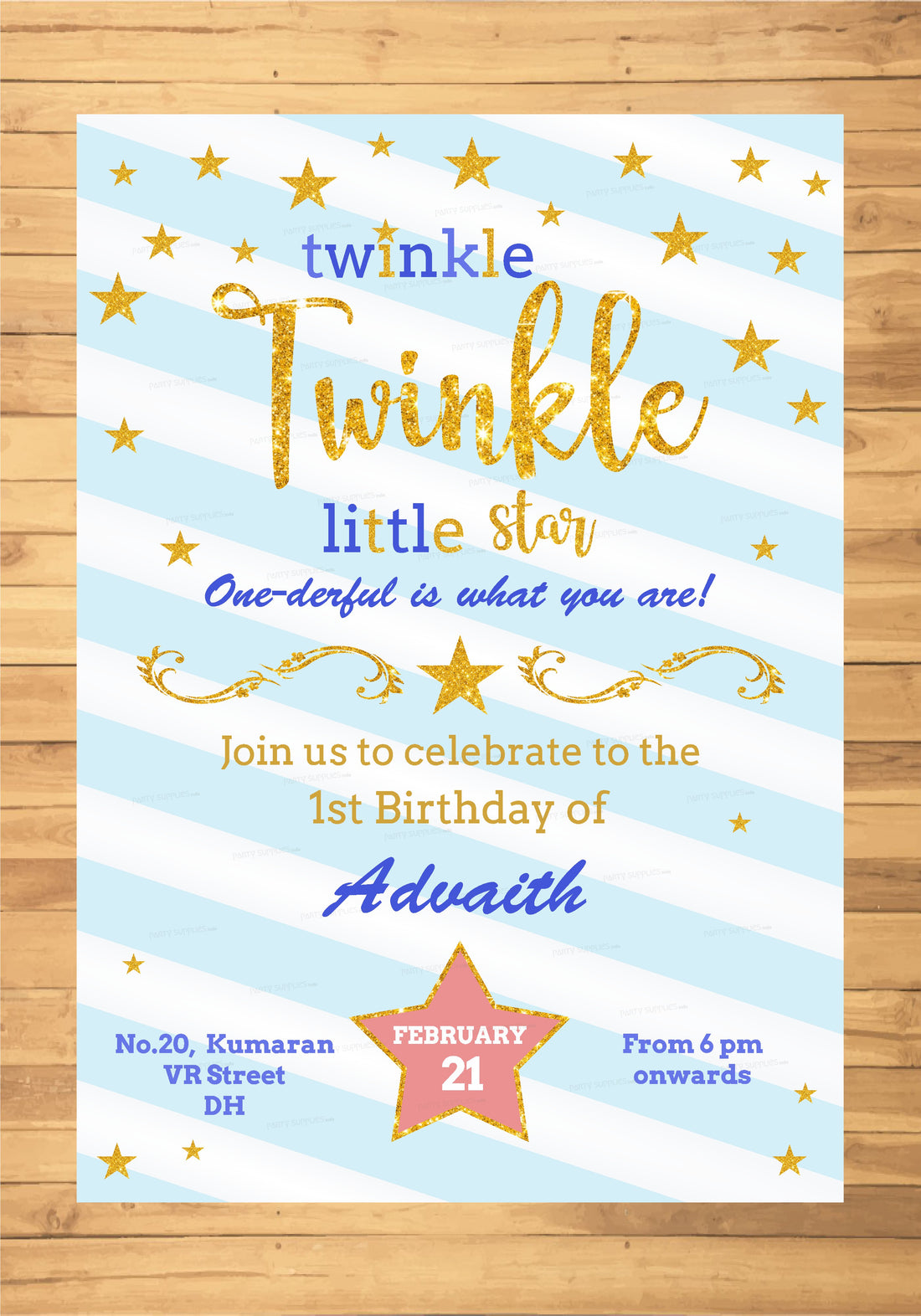 Twinkle Twinkle Little Star Boy Theme Invite