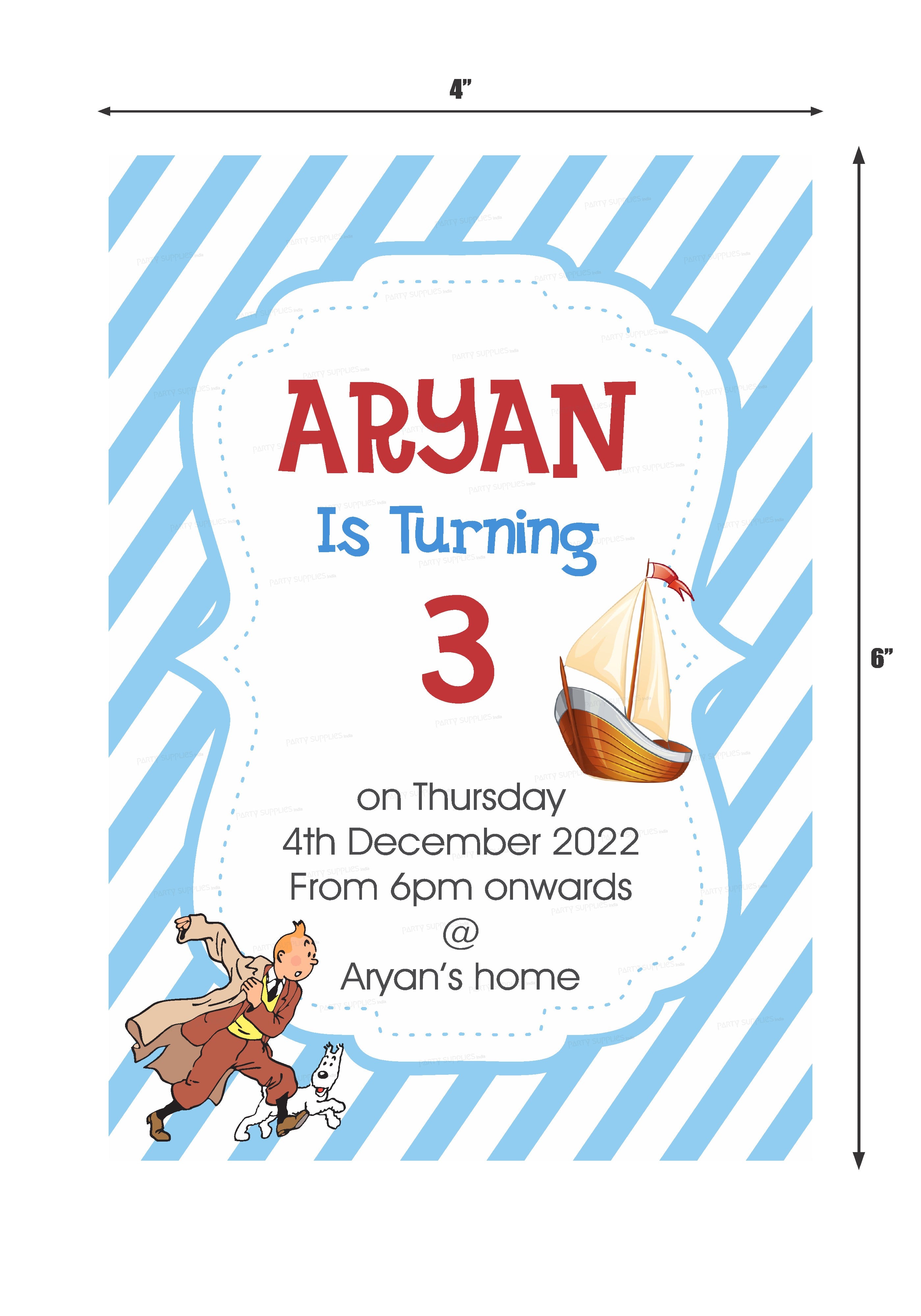 Tintin Theme Invite