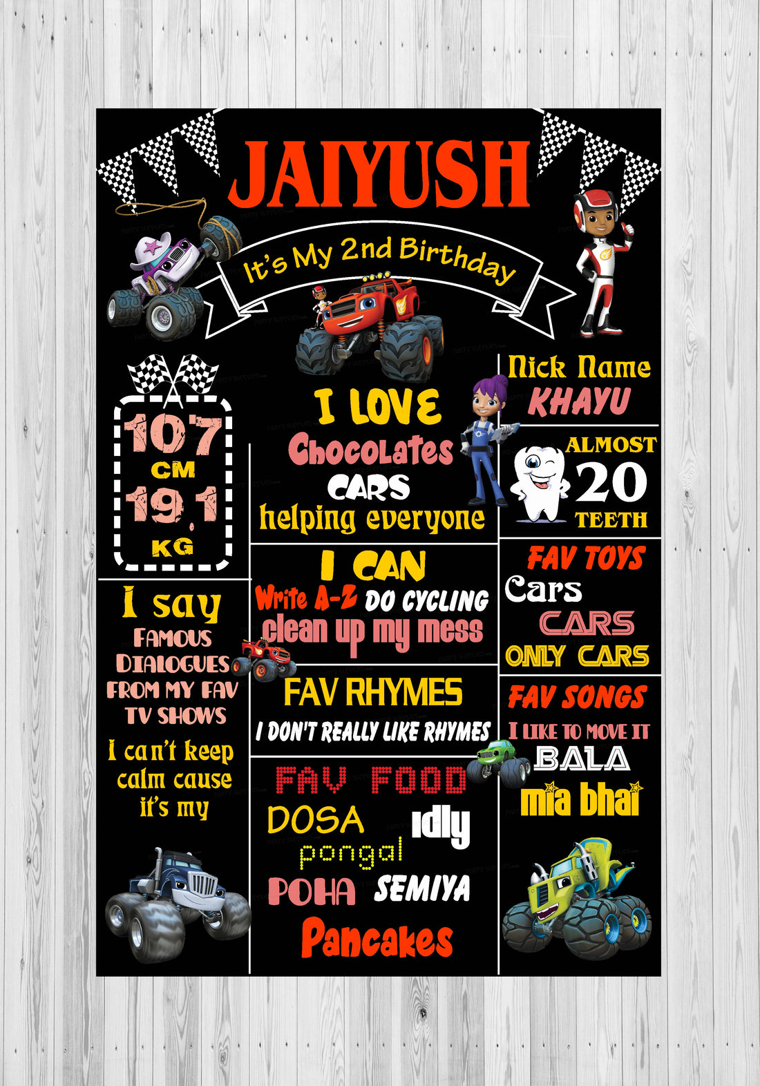 Blaze and the Monster Machines Theme Chalk Board