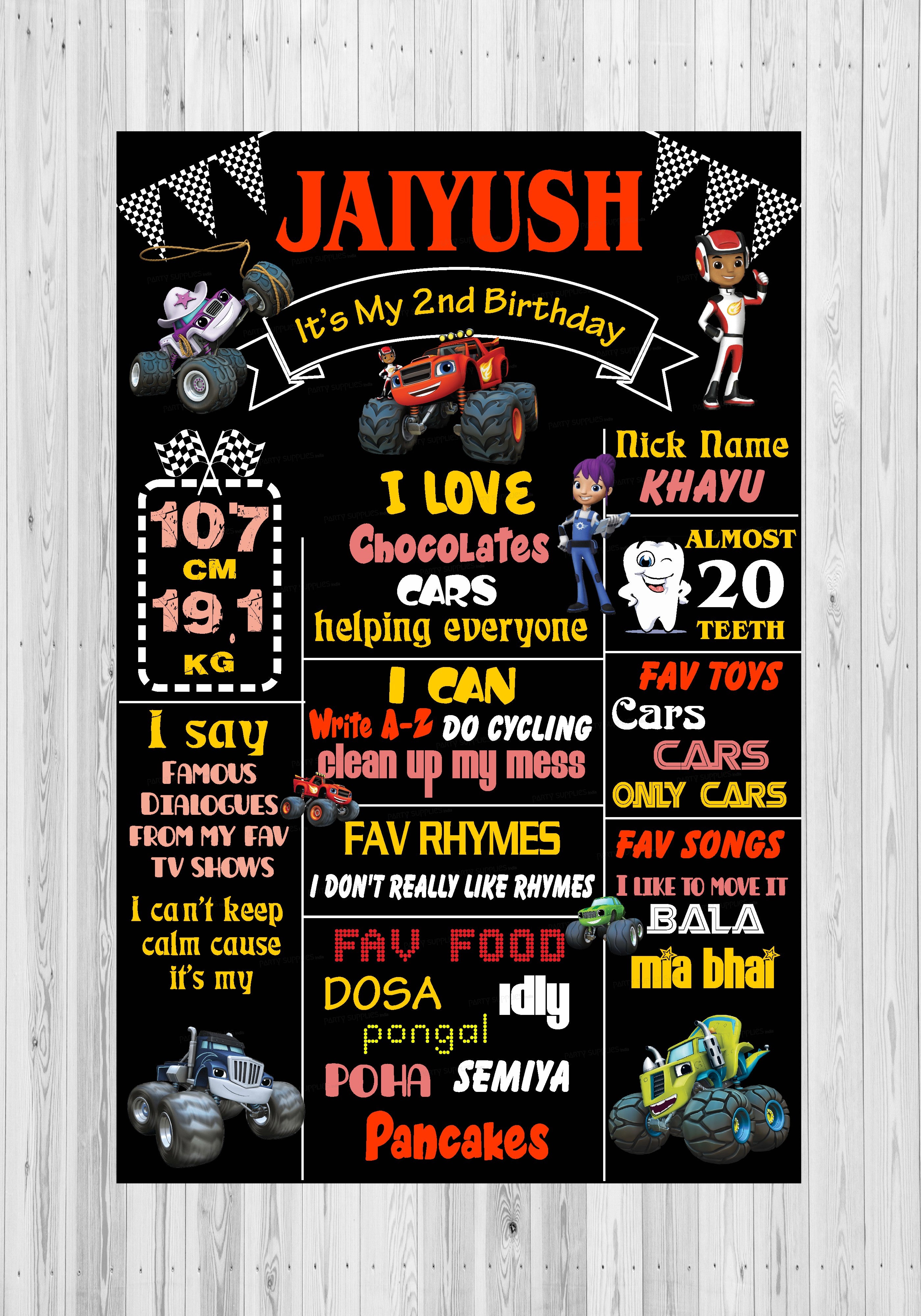 Blaze and the Monster Machines Theme Chalk Board