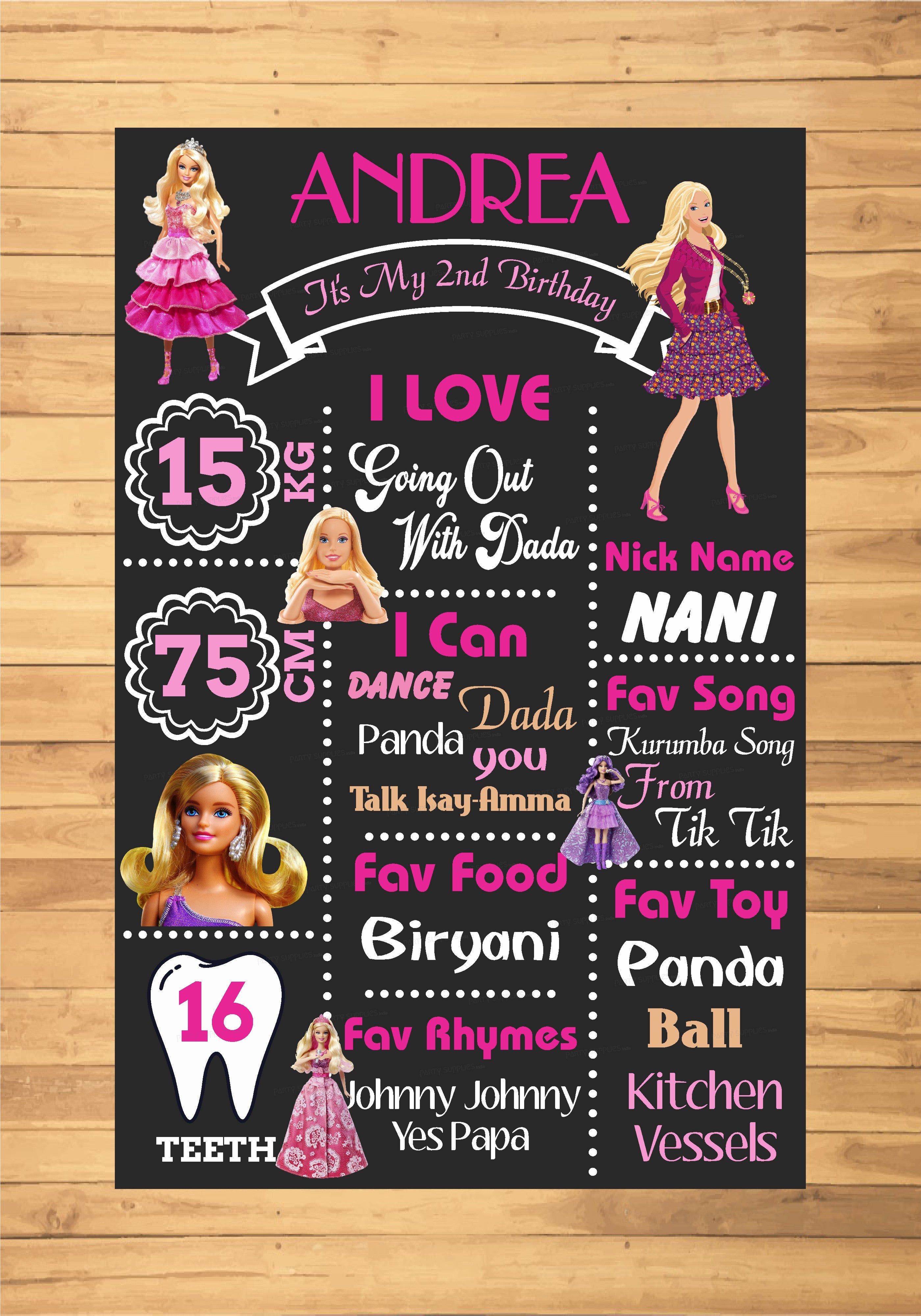 Barbie Theme Chalk Board - image 2 of 3 | Party Supplies India