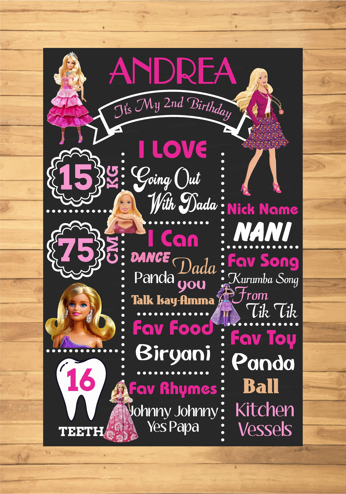Barbie Theme Chalk Board