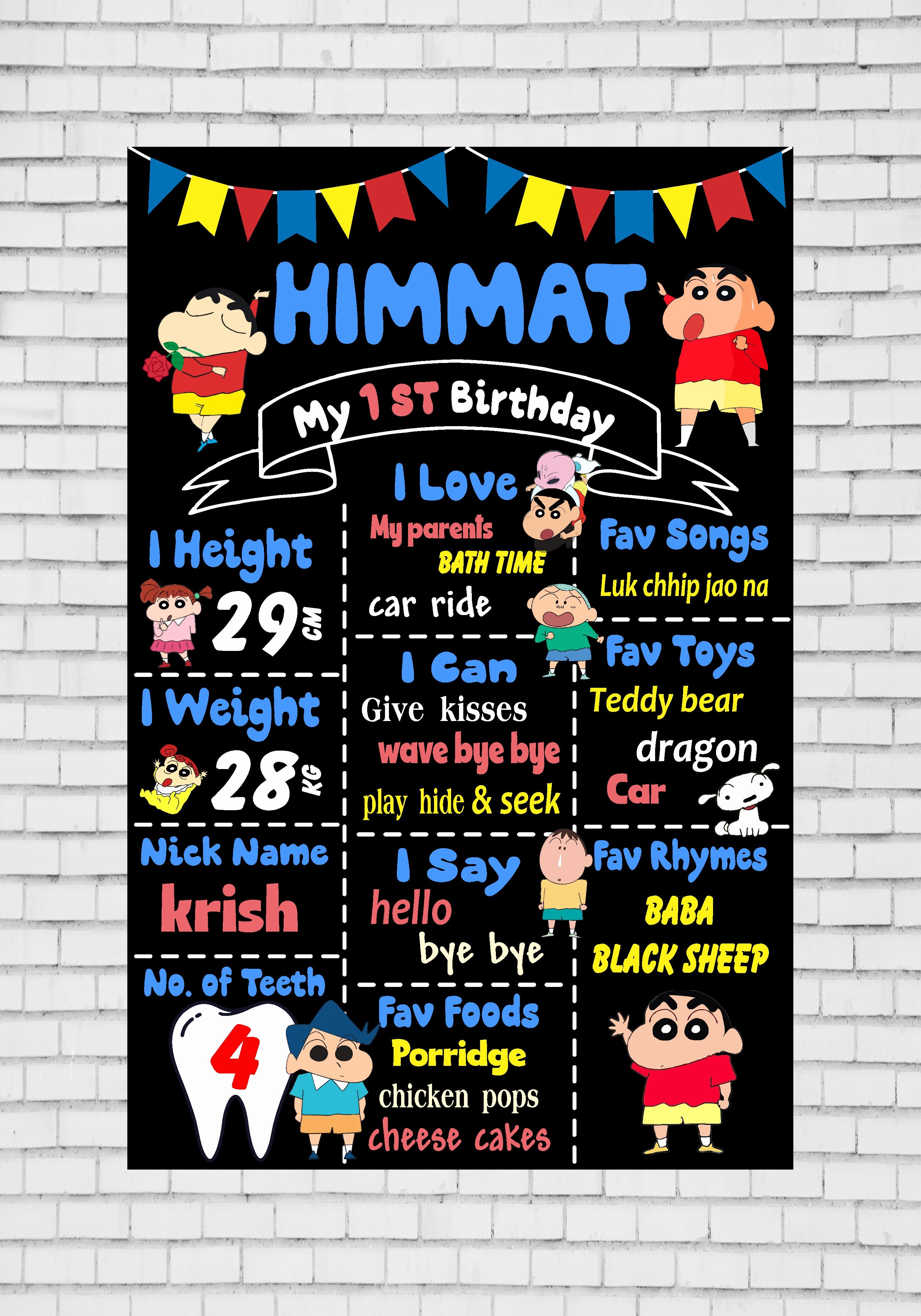 Shinchan Theme Chalk Board