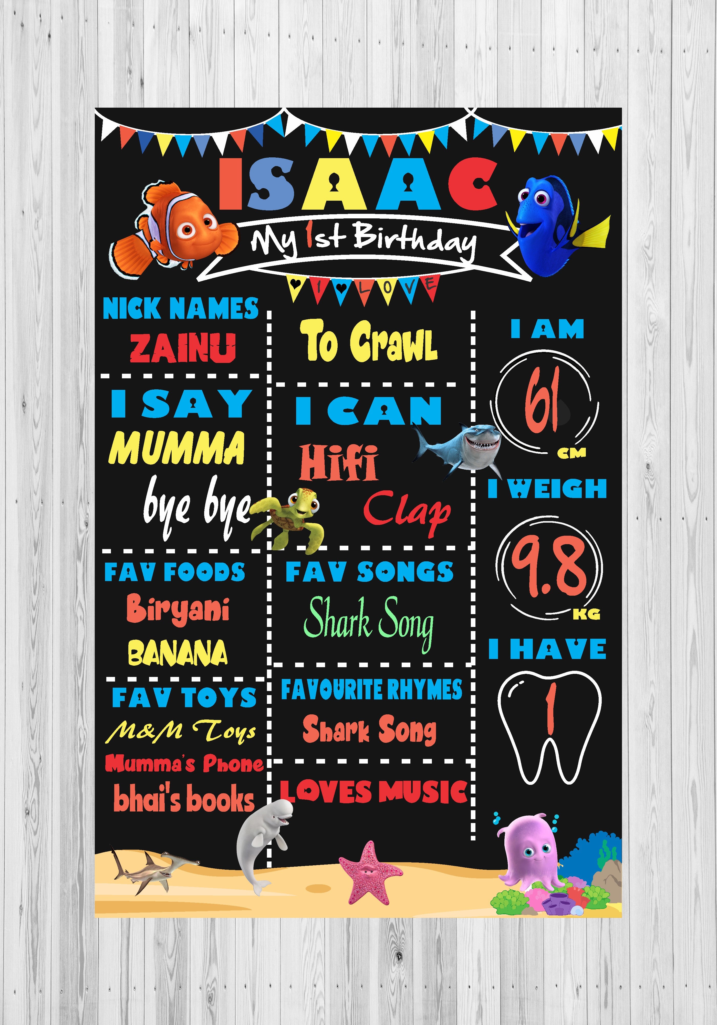 Nemo and Dory Theme Chalk Board