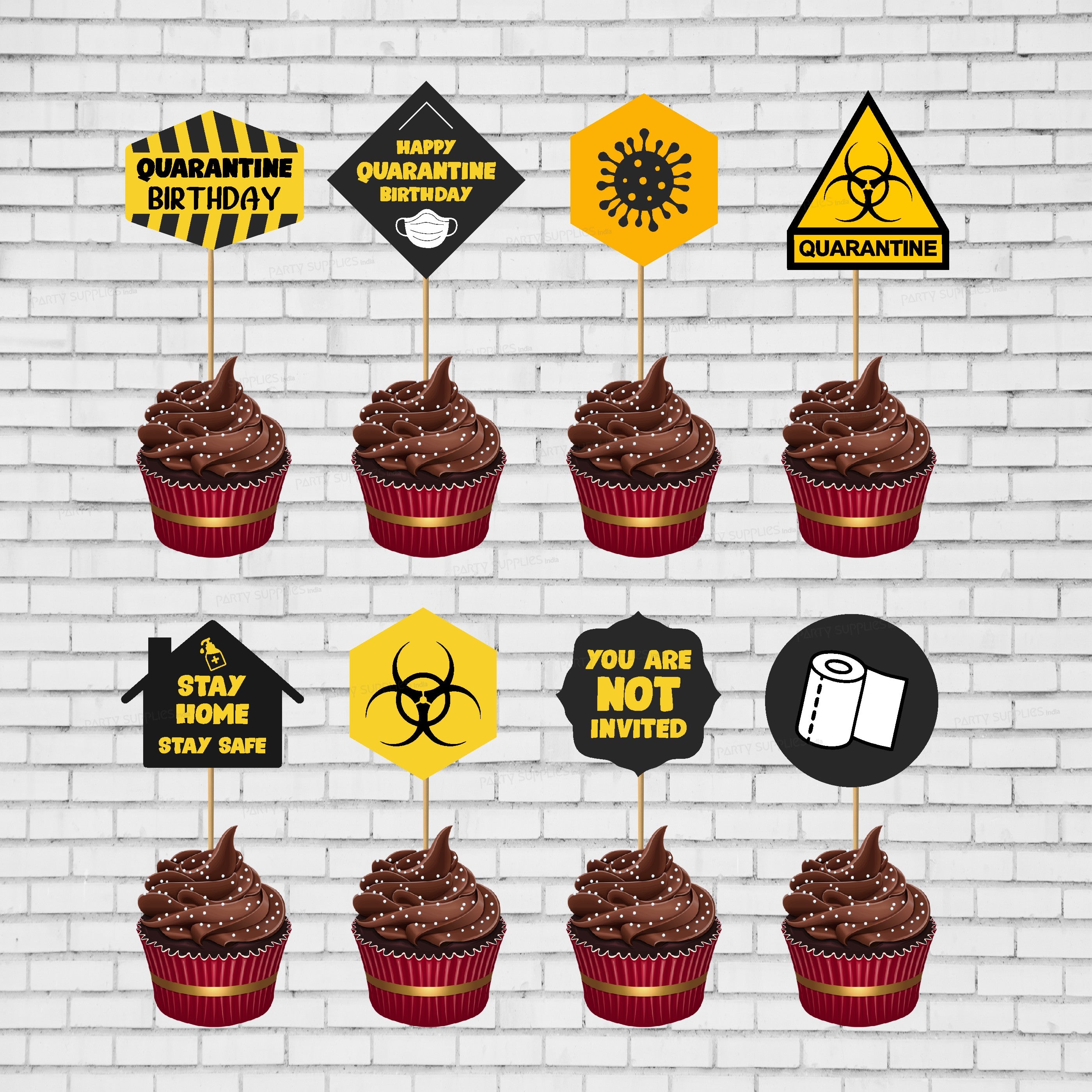 Quarantine Theme Customized Cup Cake Topper