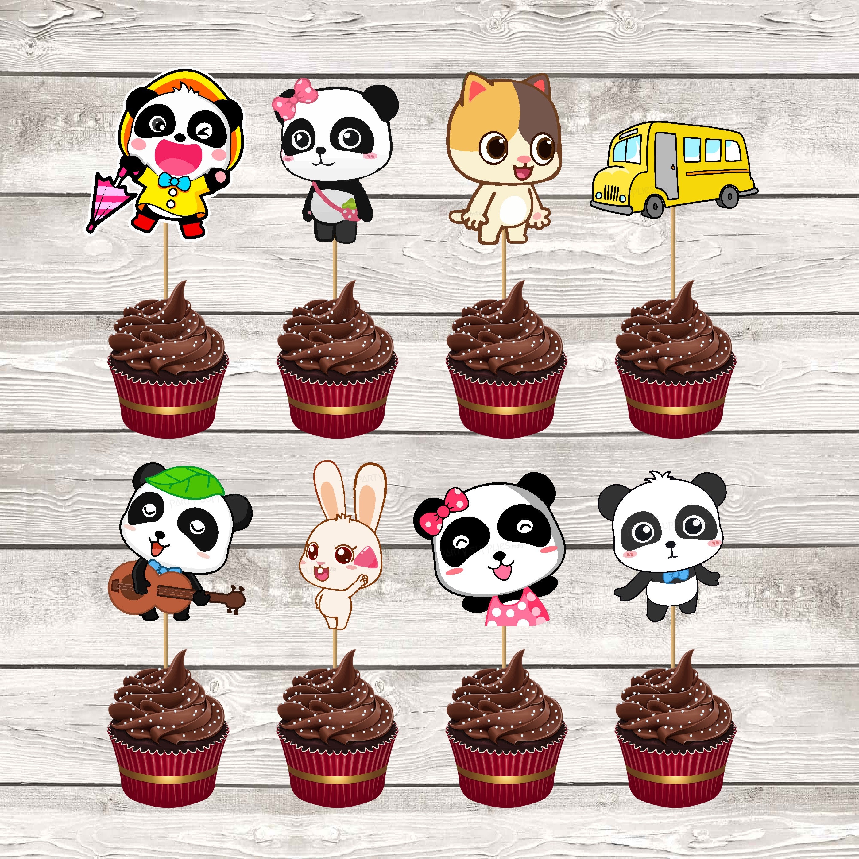 Baby Bus Theme Characters Cup Cake Topper