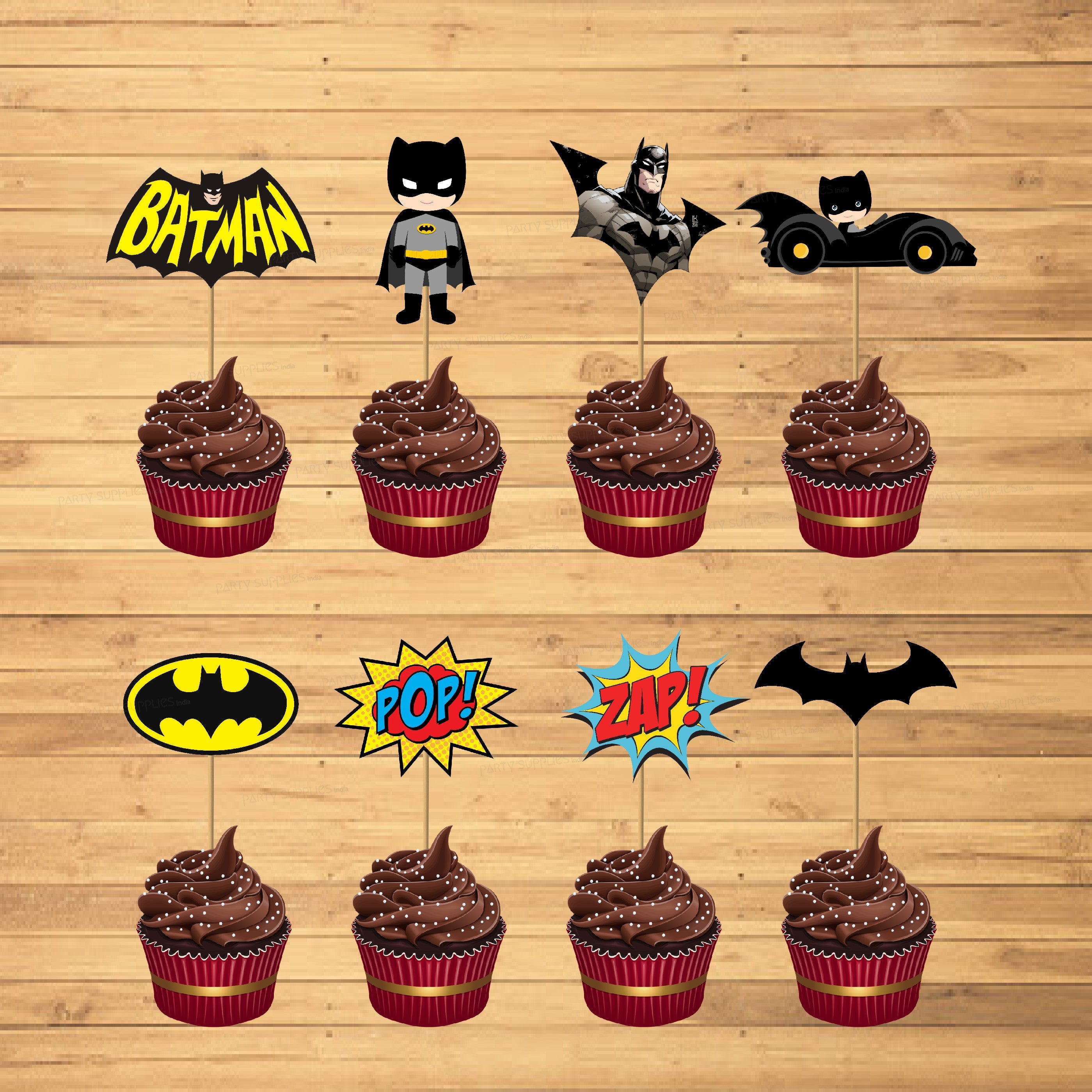 Batman Theme Characters Cup Cake Topper