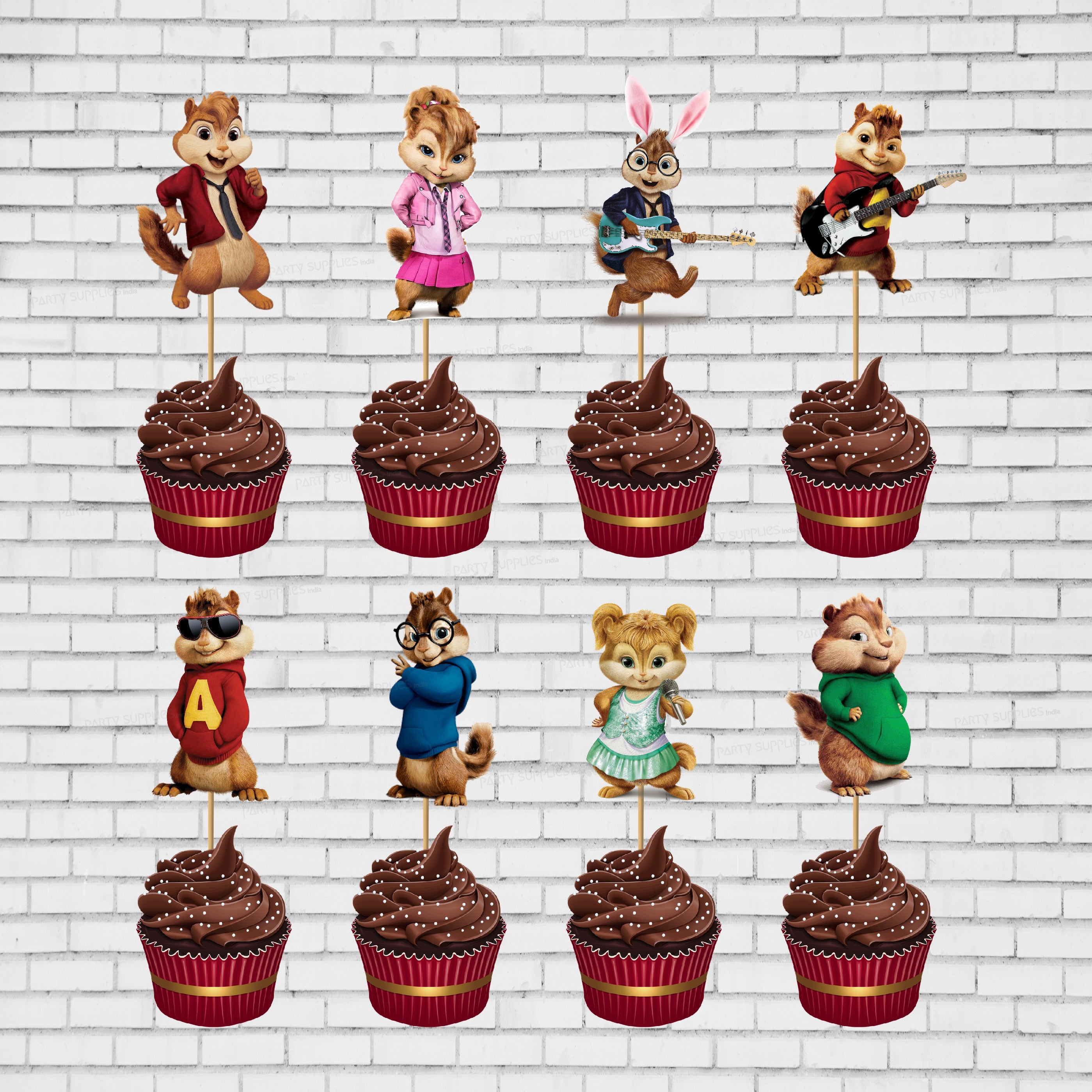 Alvin and Chipmunks Theme Cup Cake Topper