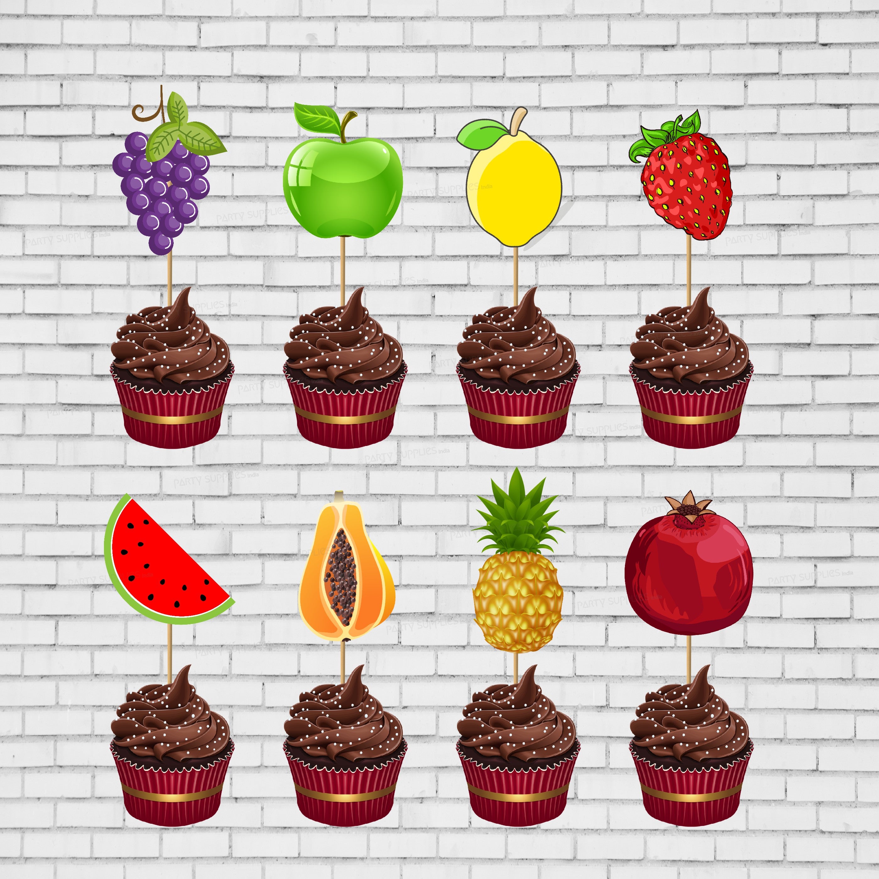 Fruits Theme Classic Cup Cake Topper