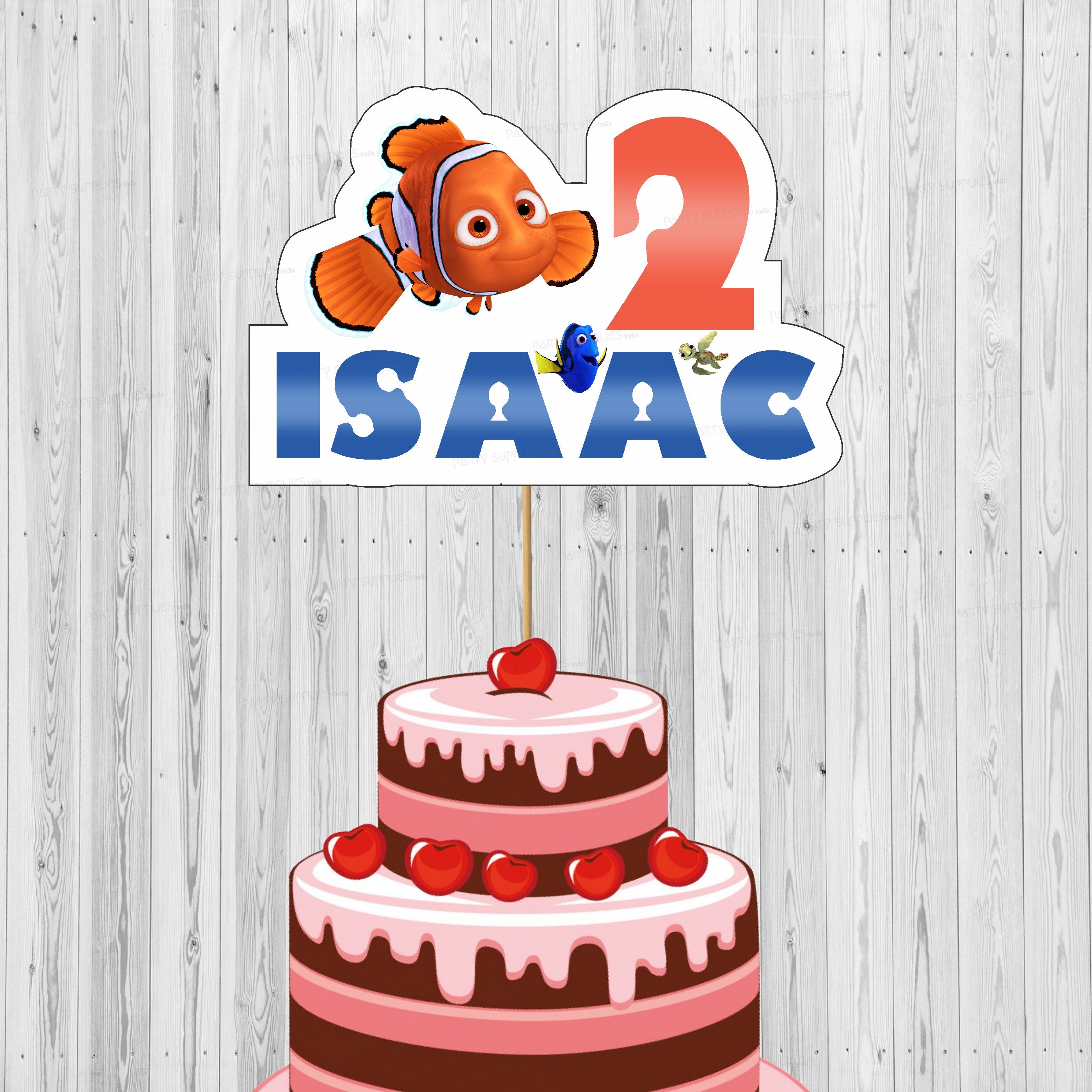 Nemo and Dory Theme Baby Age Cake Topper