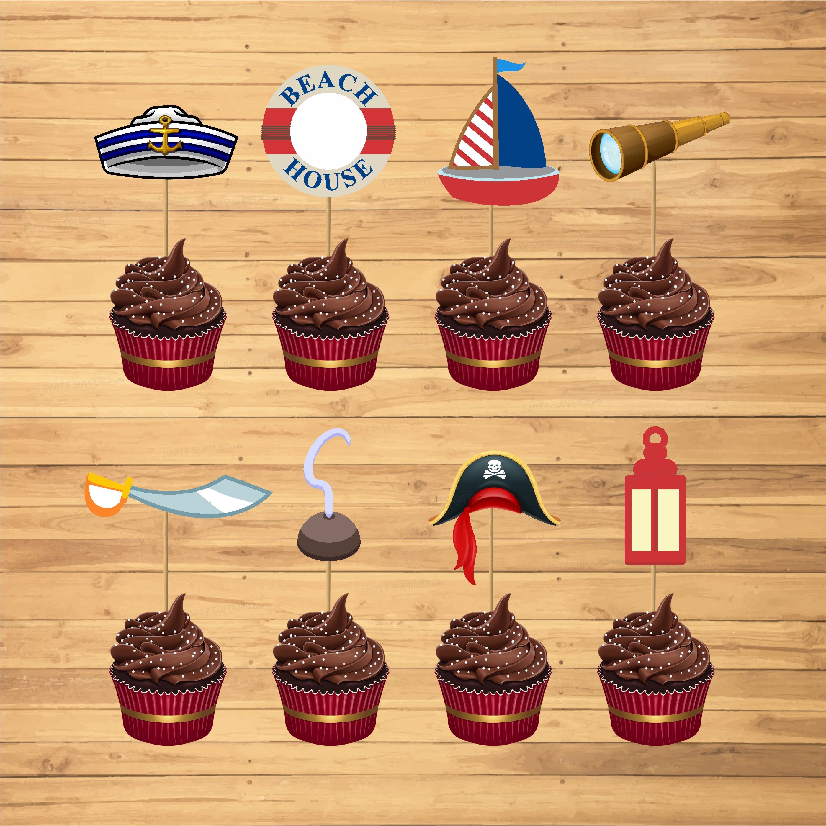 Sailor Theme Classic Cup Cake Topper