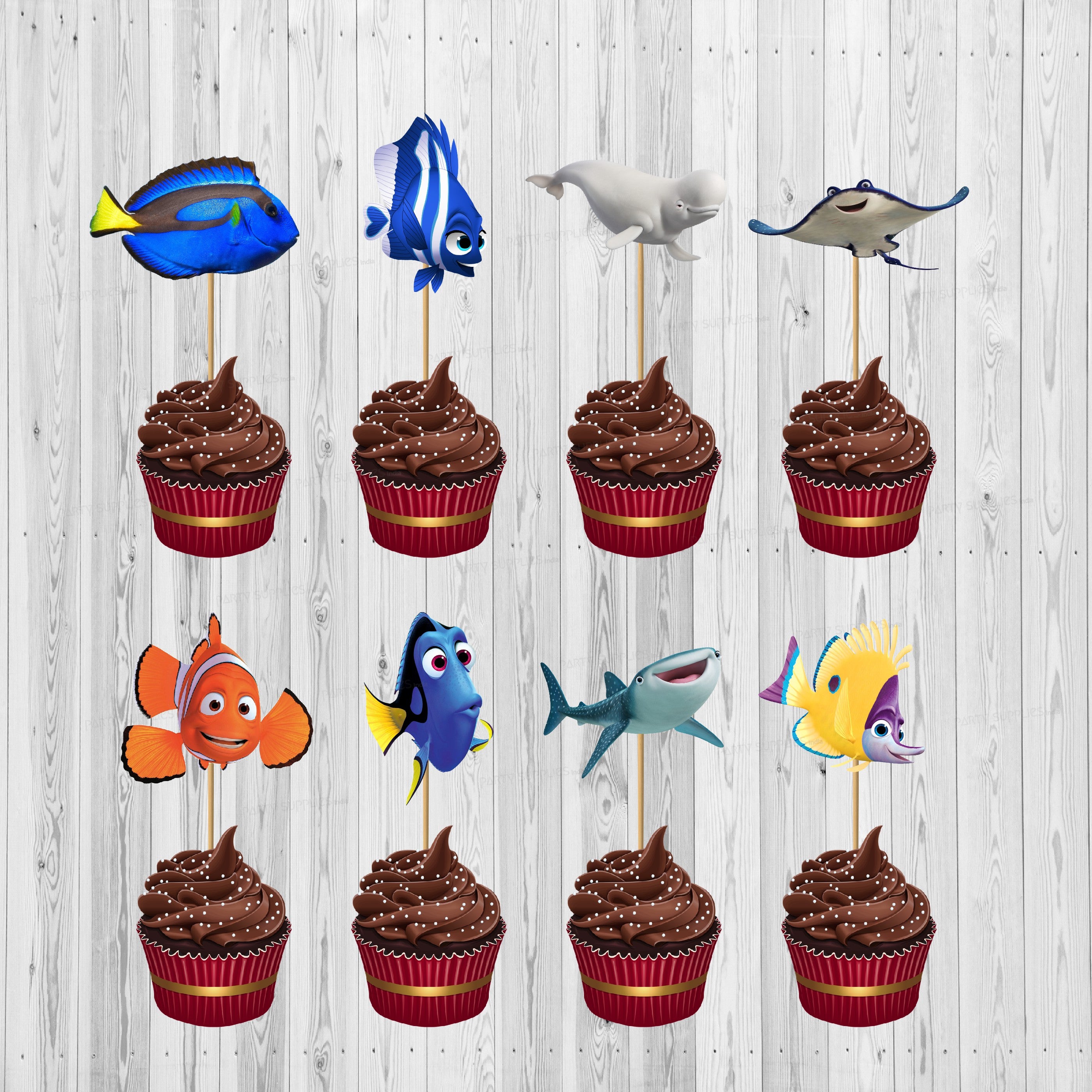 Nemo and Dory Theme Classic Cup Cake Topper