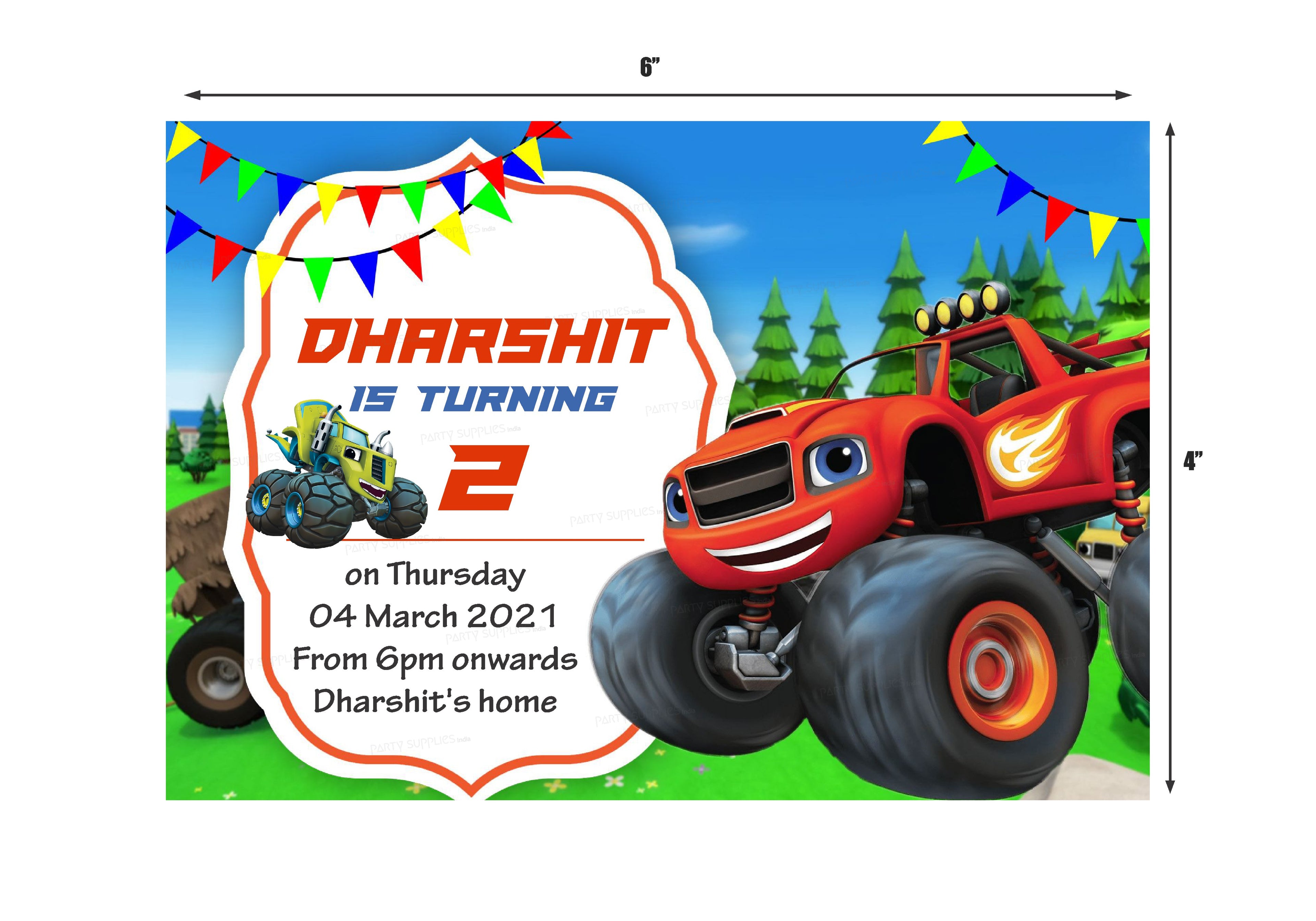 Blaze and the Monster Machines Theme Invite