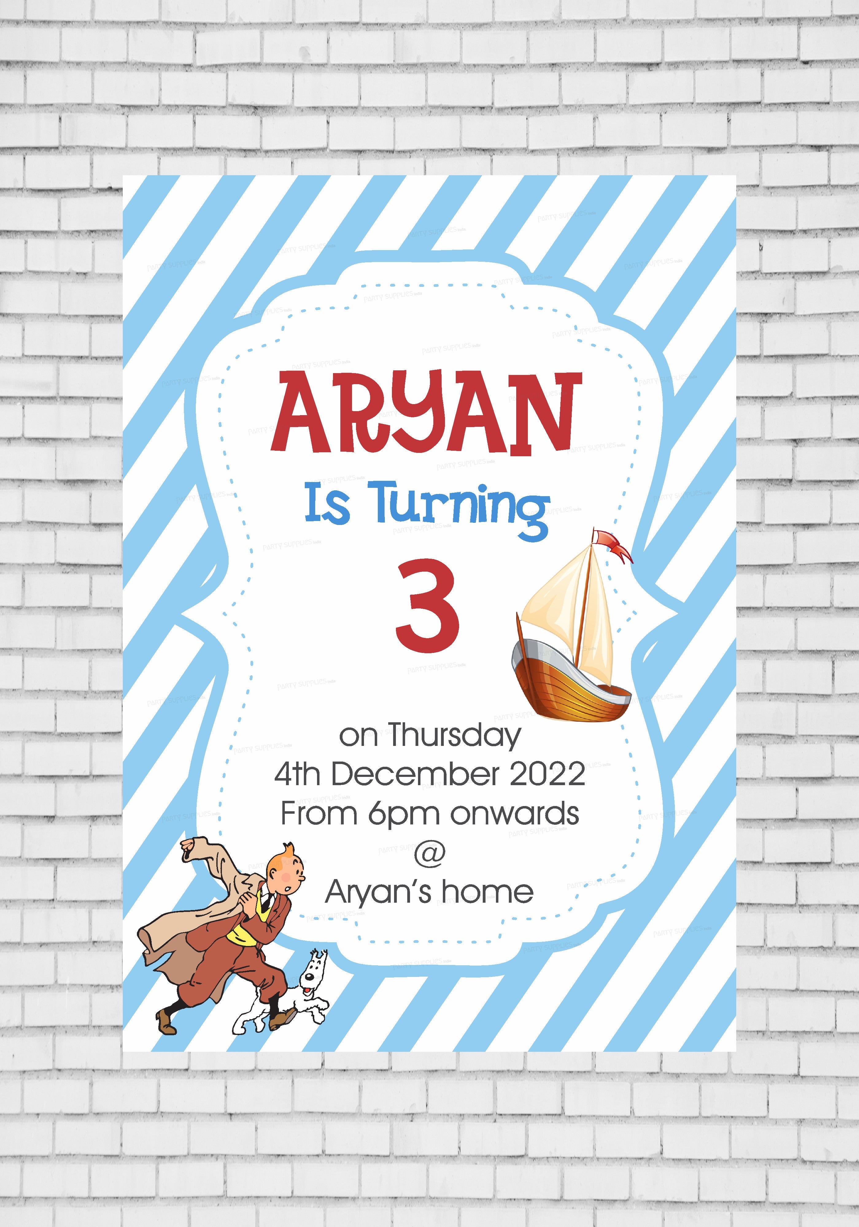 Tintin Theme Invite
