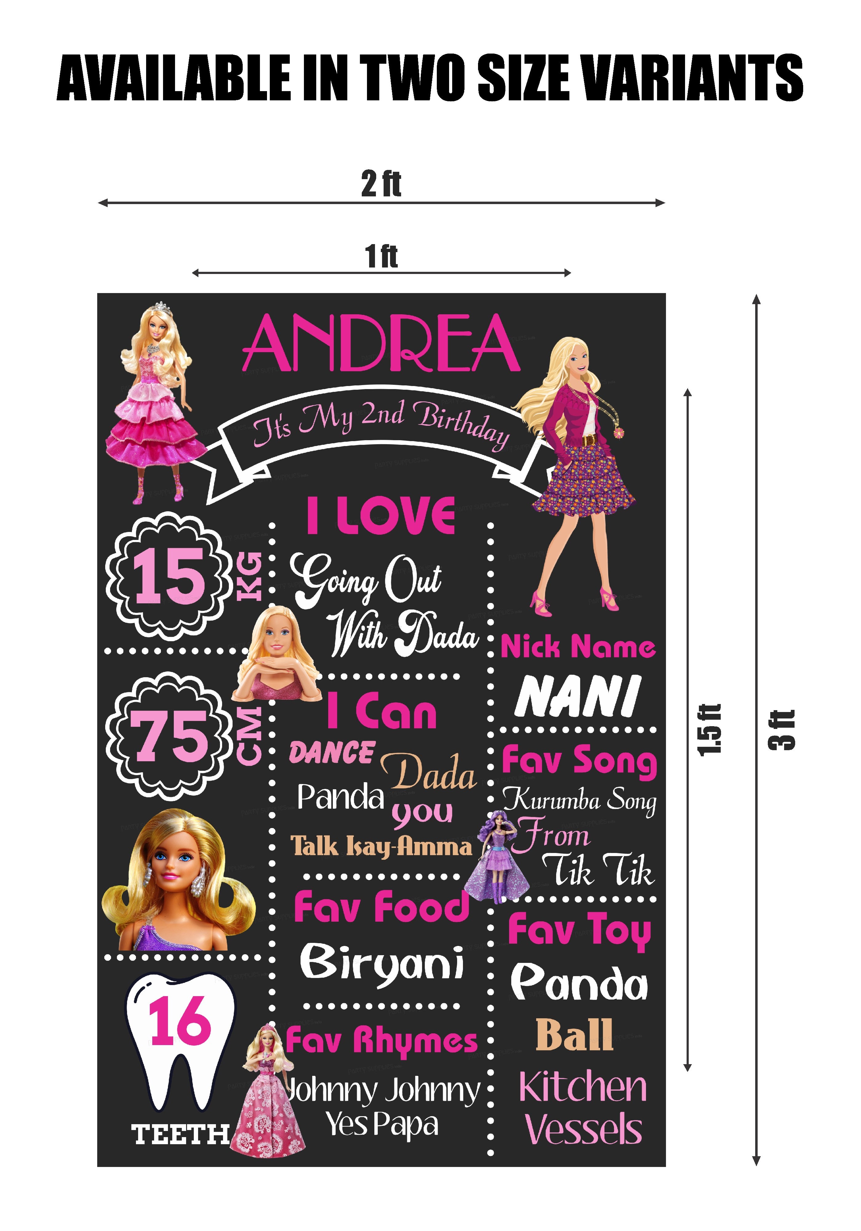 Barbie Theme Chalk Board - image 3 of 3 | Party Supplies India