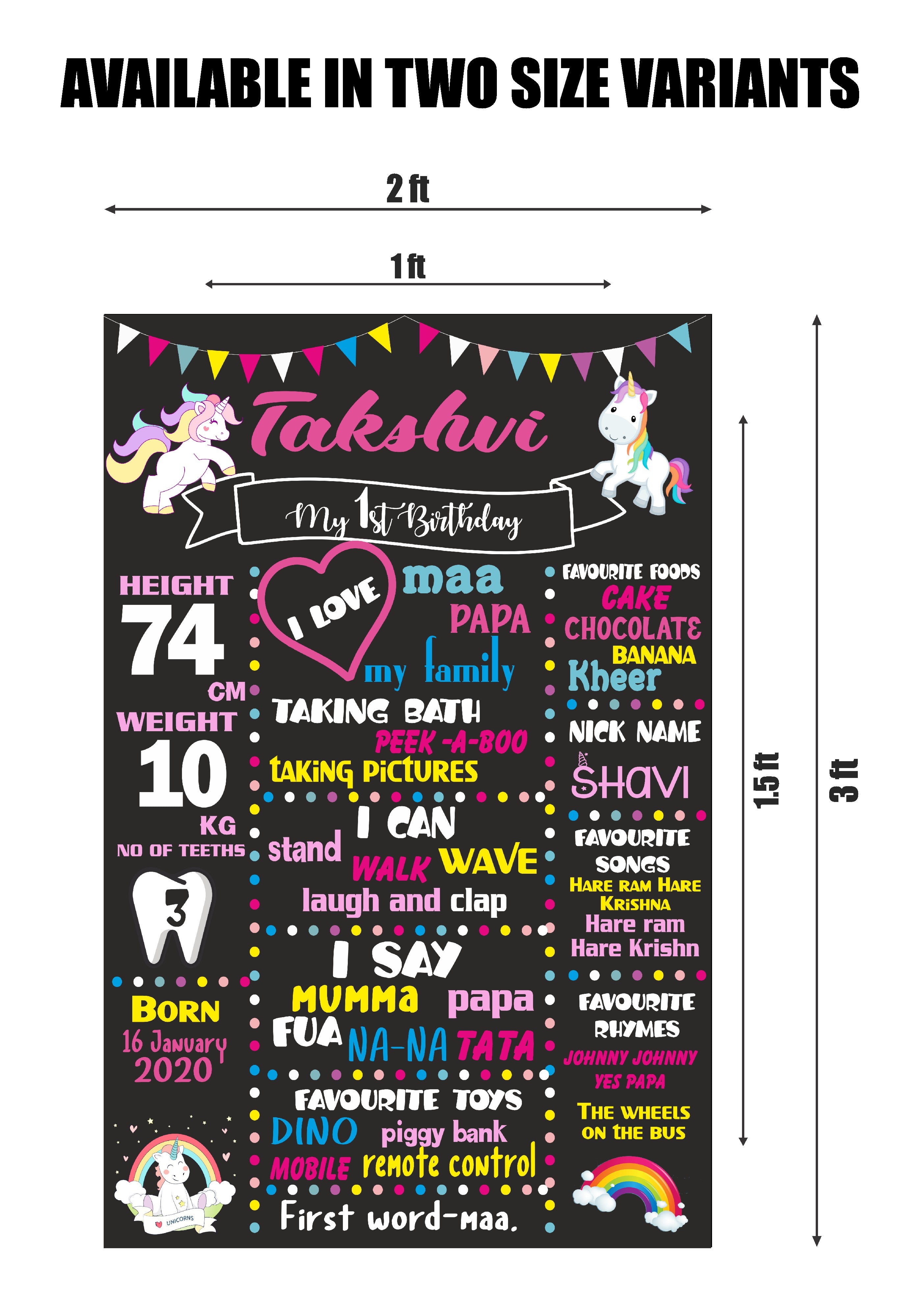 Unicorn Theme Personalized Chalk Board