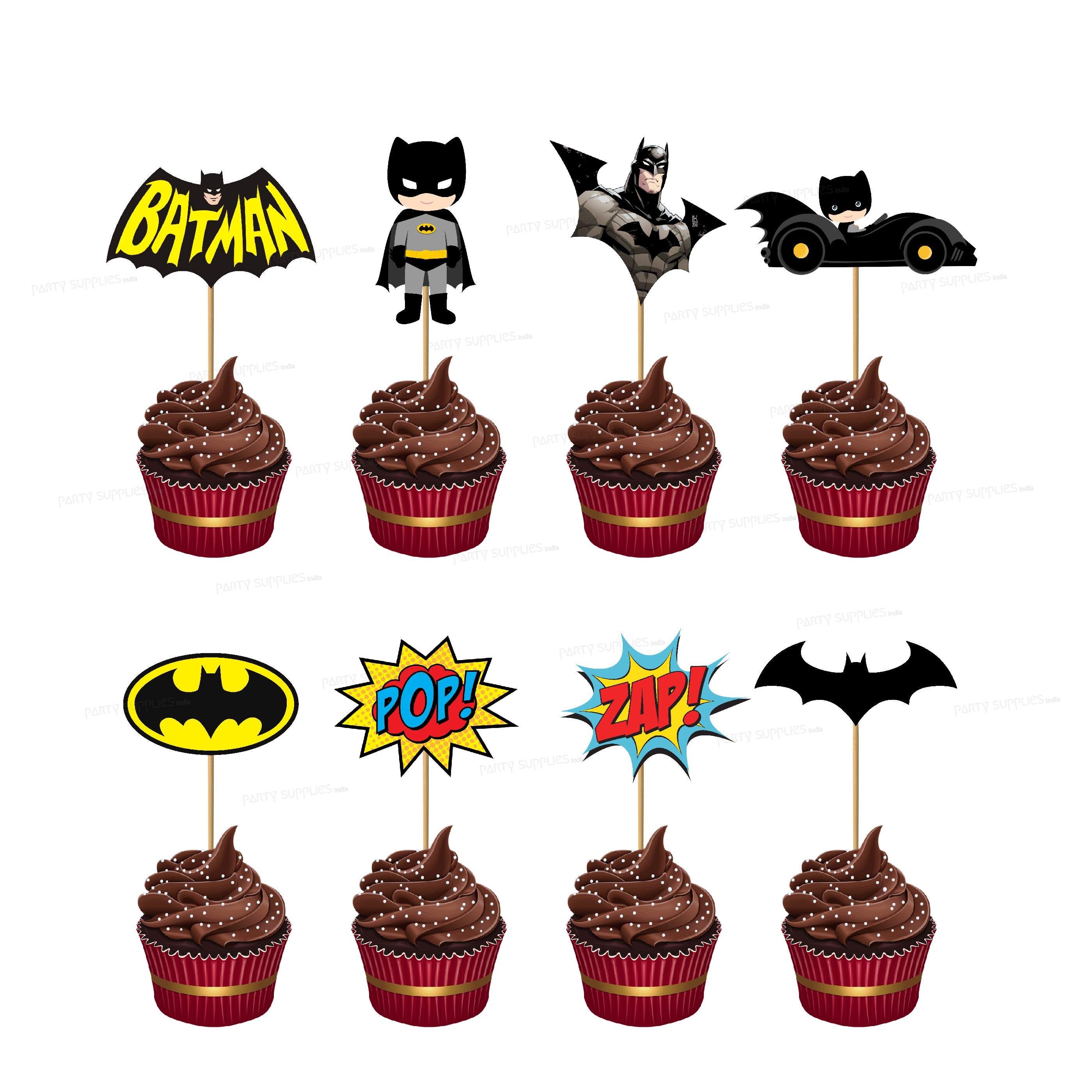 Batman Theme Characters Cup Cake Topper