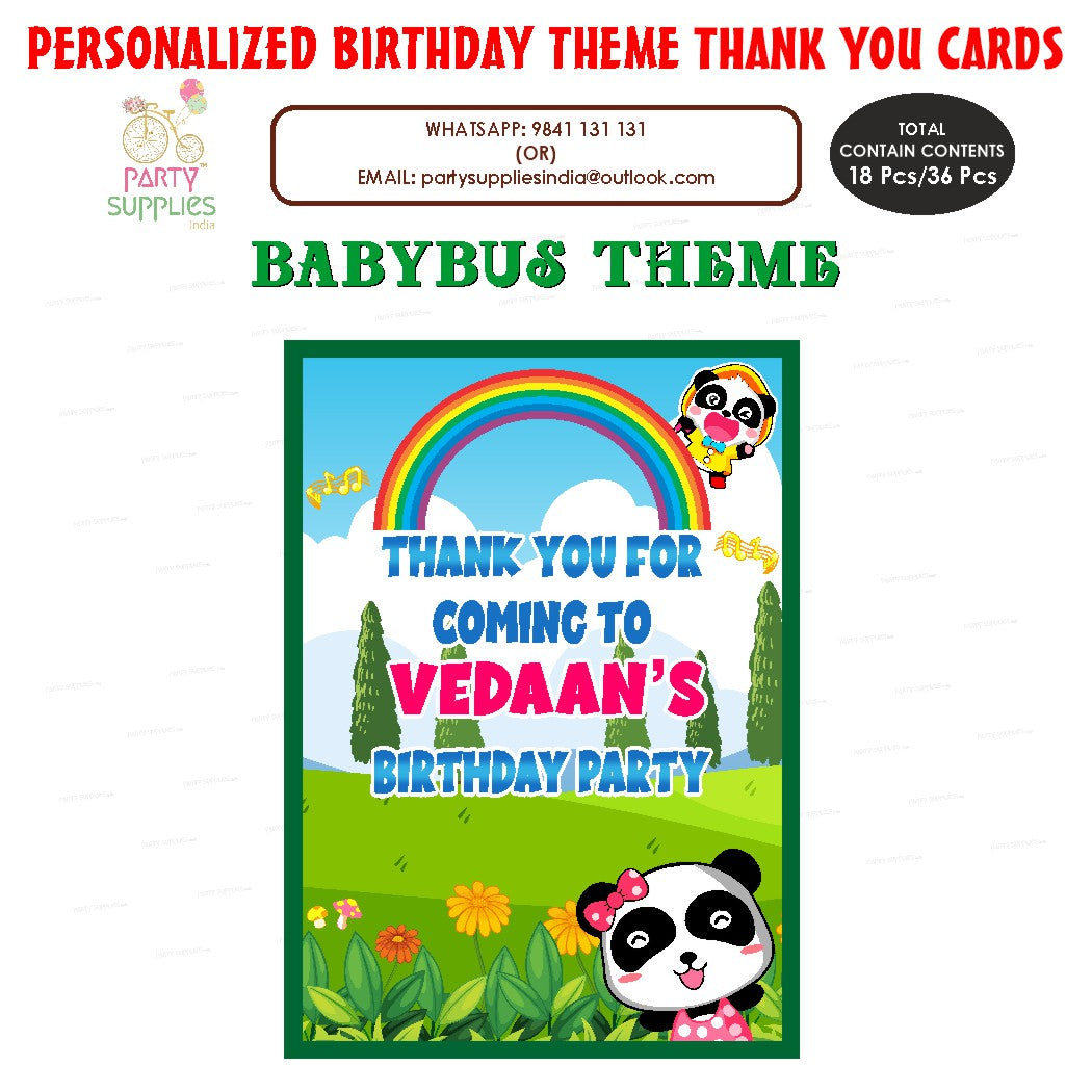 Baby Bus Theme Thank You Card