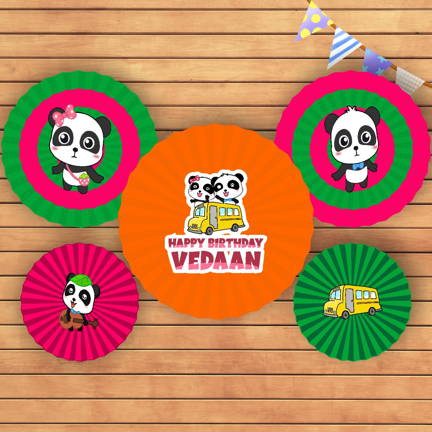 Baby Bus Theme Paper Fan