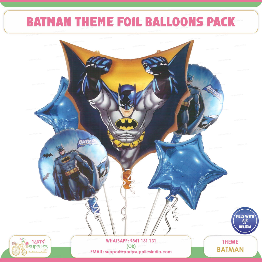 PSI Batman Theme Foil Balloons Pack